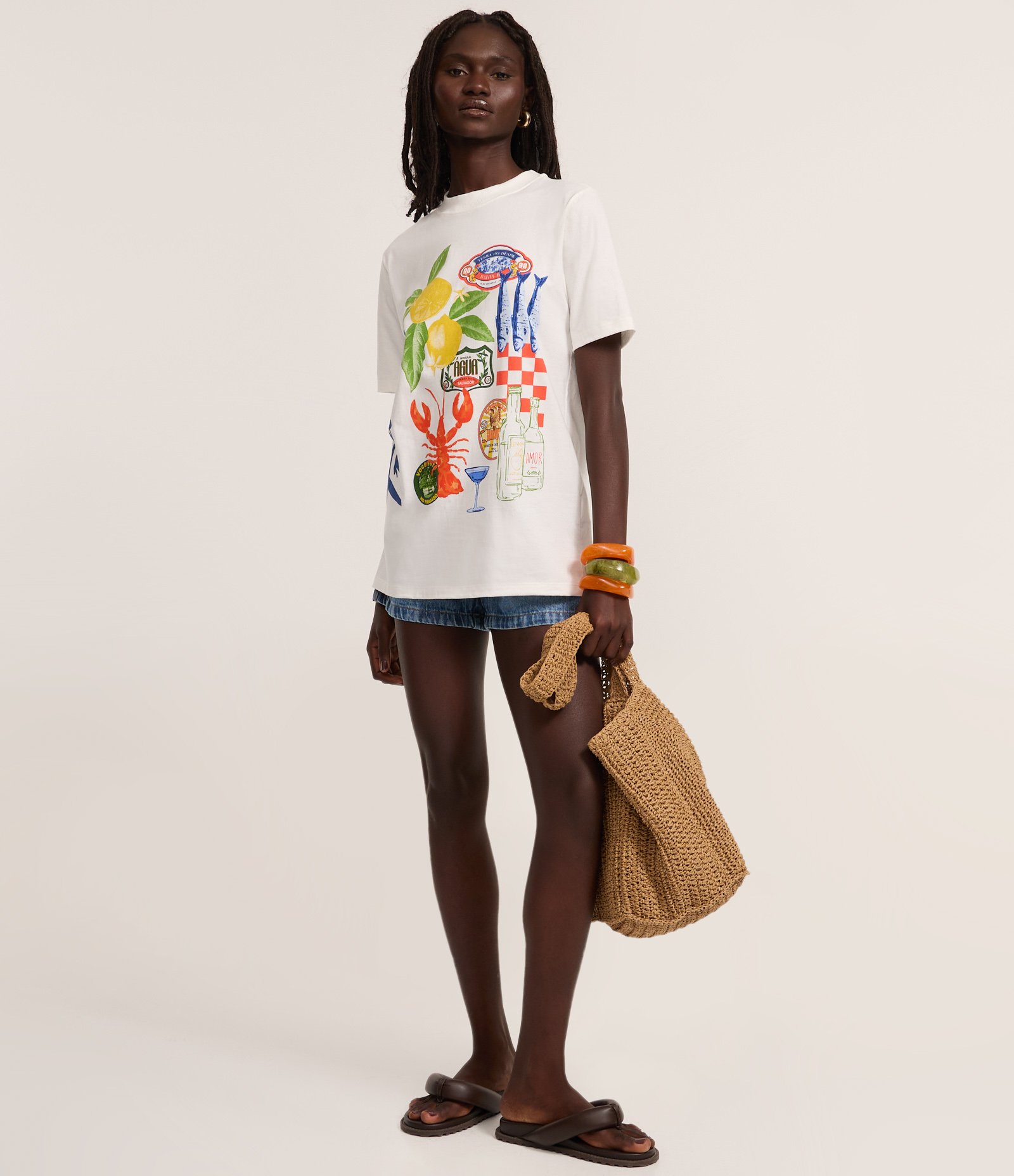 Camiseta em Algodão com Estampa Trancoso Branco 2