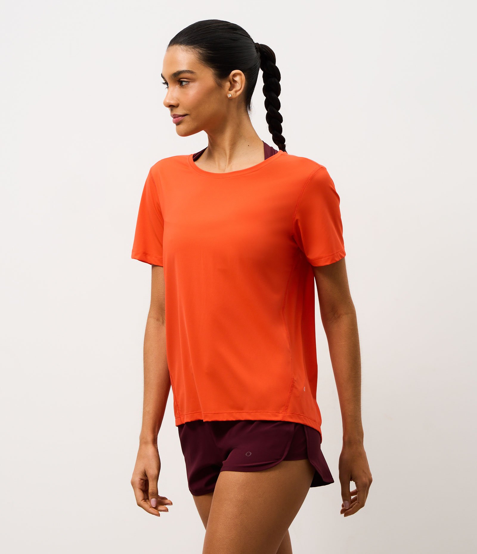 Camiseta Esportiva Manga Curta em Poliamida Laranja 1