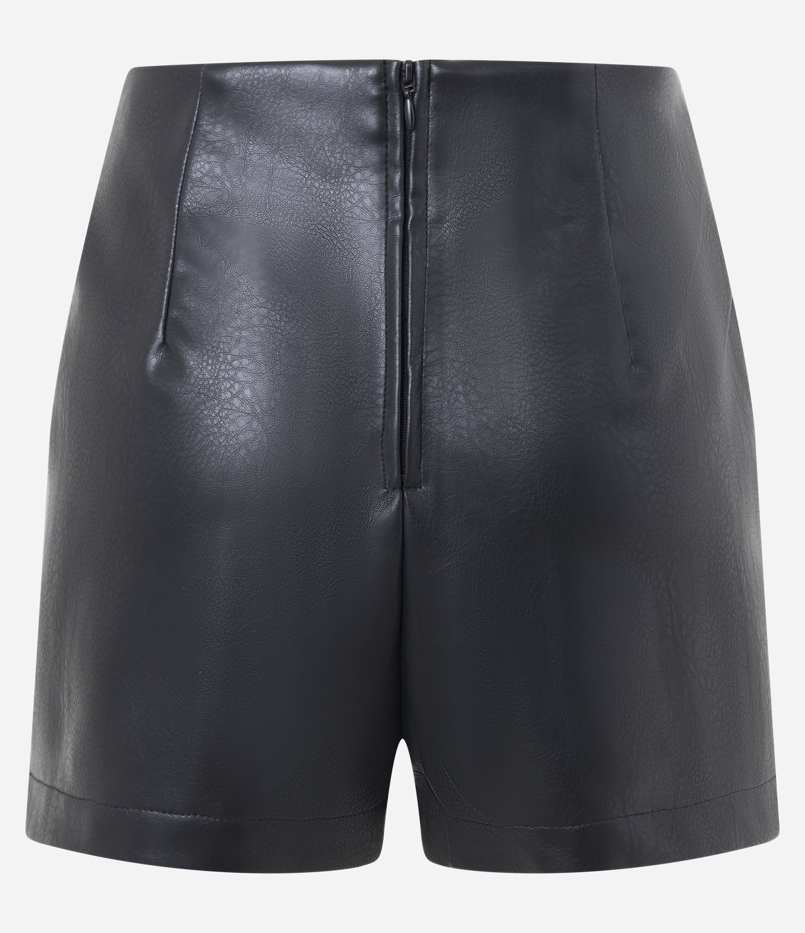 Short Saia em PU com Transpasse Frontal Preto 6