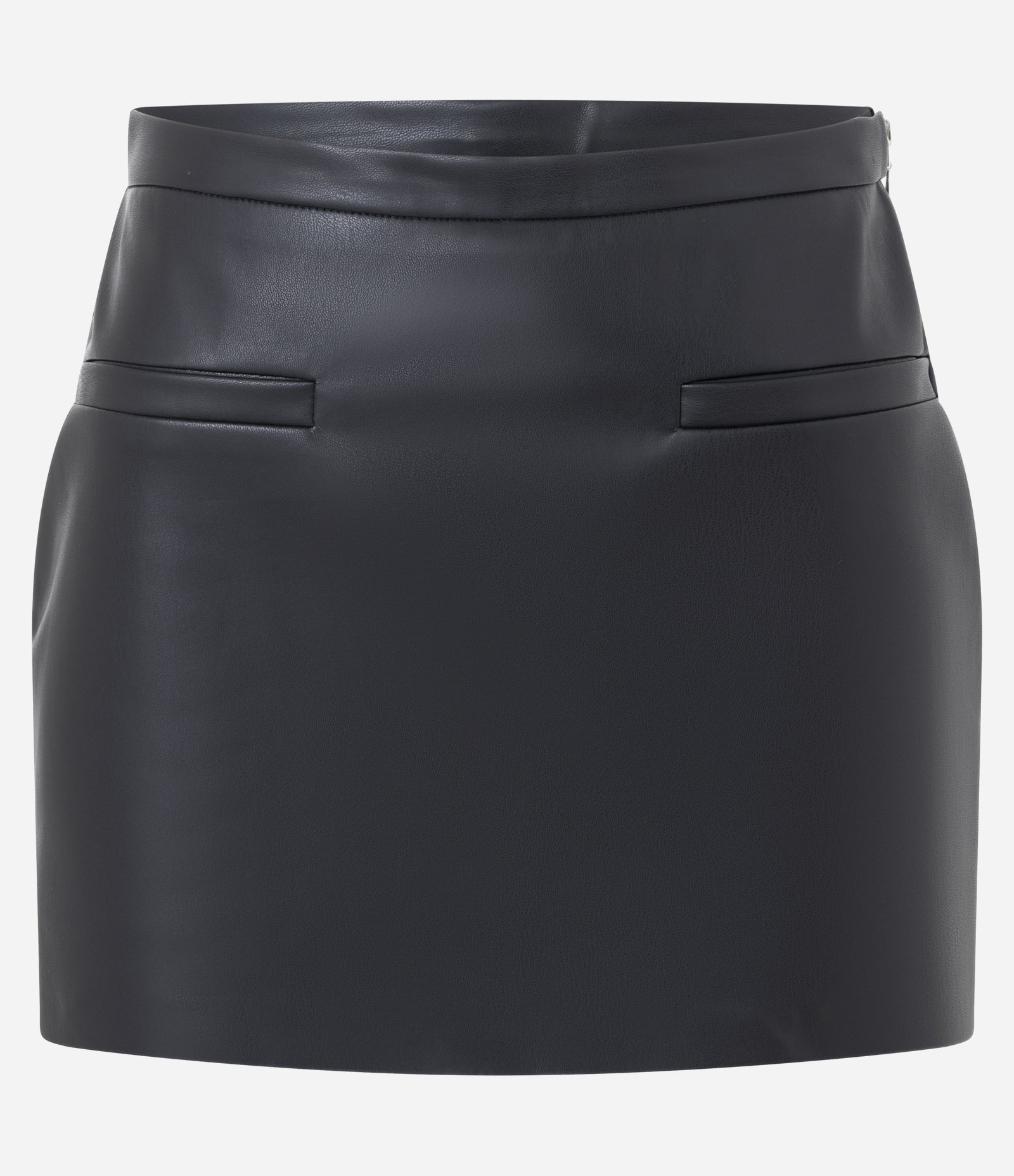 Short Saia em PU com Bolso Filete Preto 5