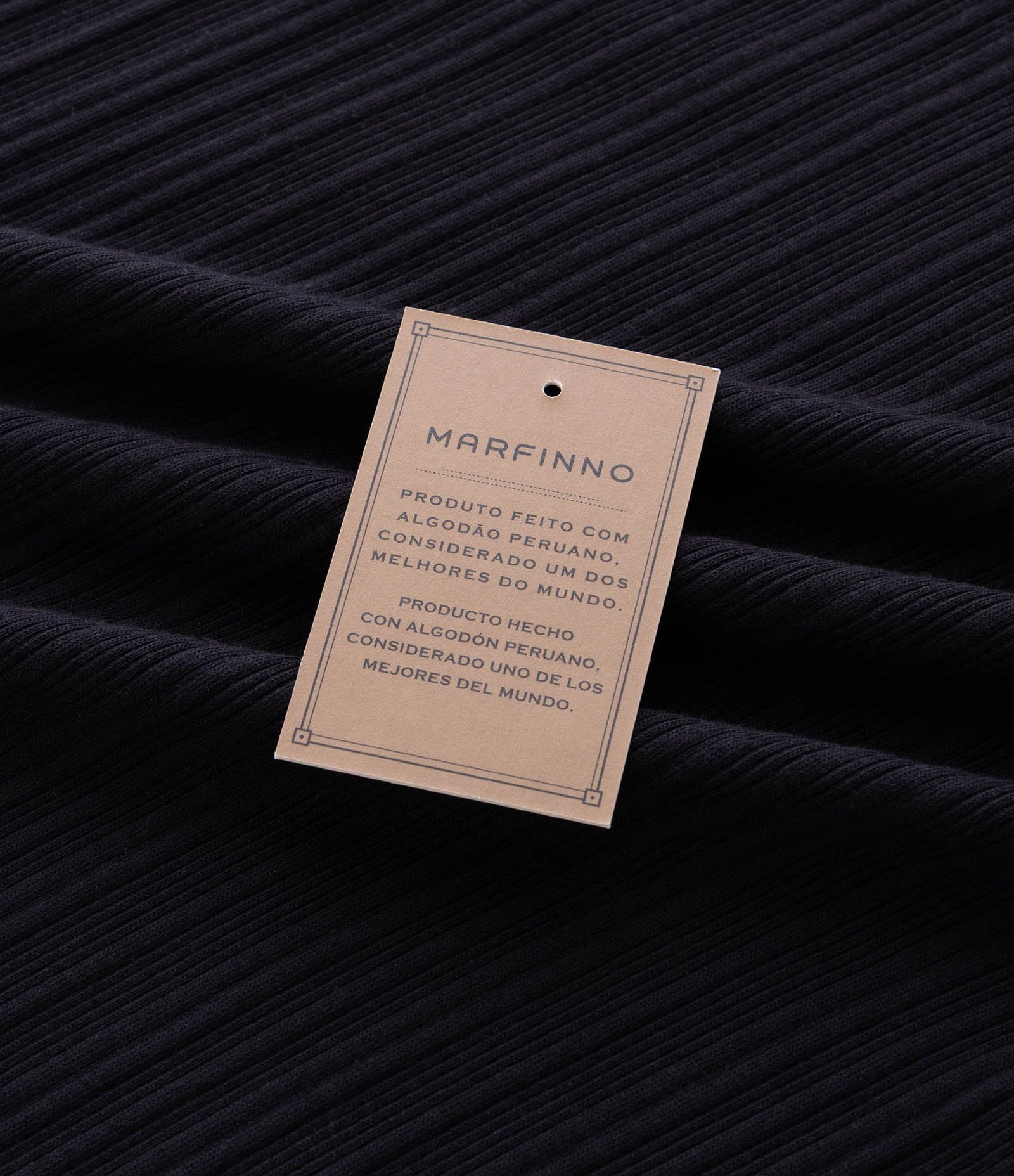 Camiseta Slim em Algodão com Textura Vertical Preto 8