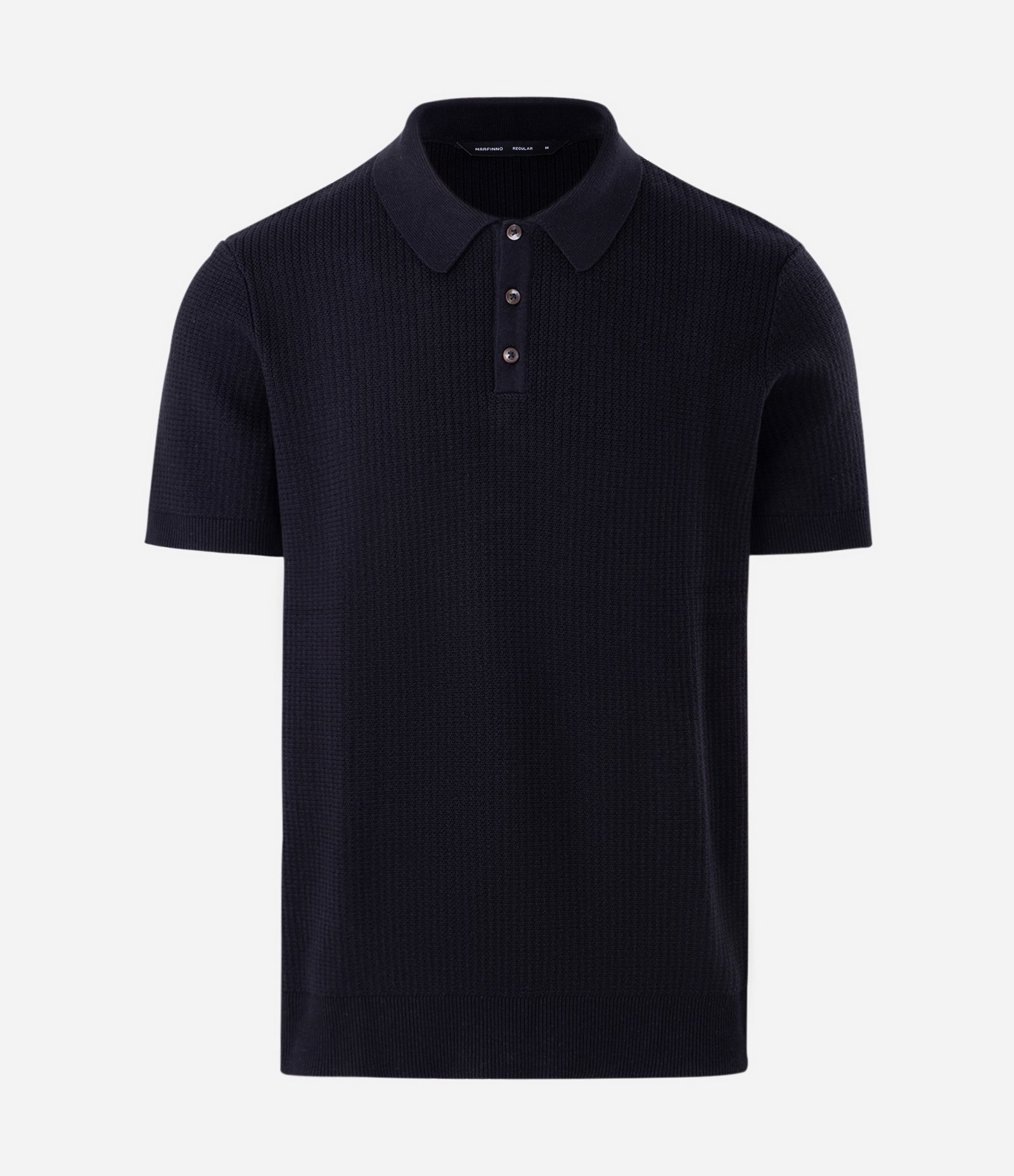 Camisa Polo Regular em Tricô com Botões Contrastantes Preto 6