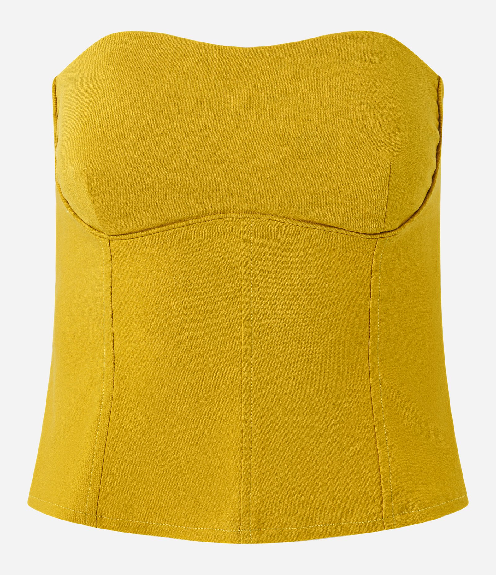 Blusa Tomara que Caia em Bengaline com Recorte no Busto Verde 5