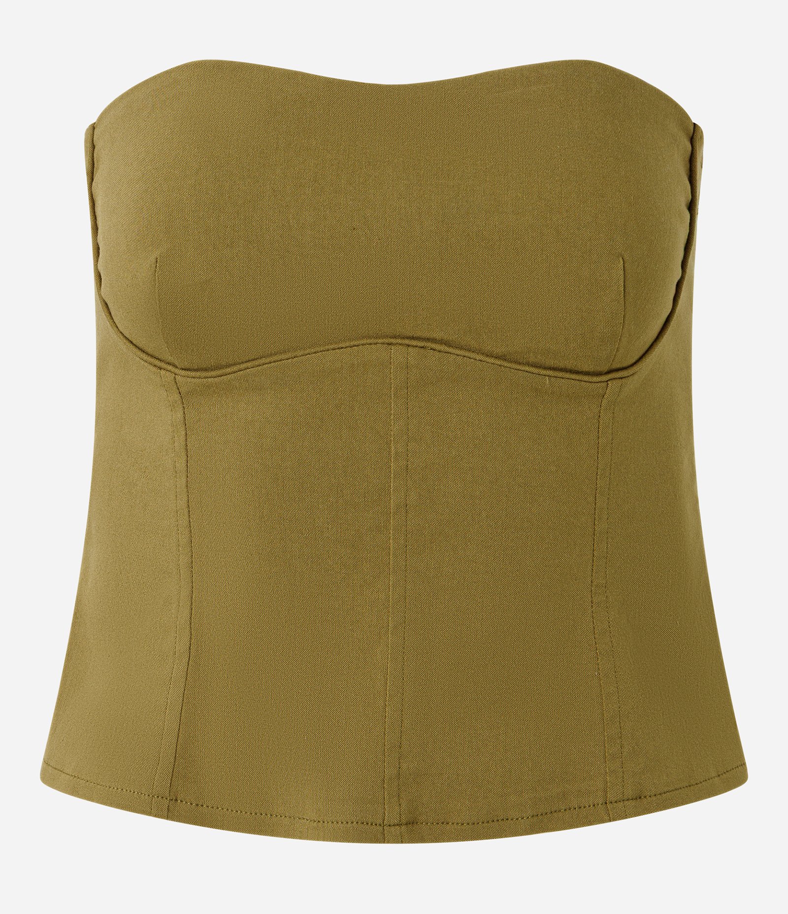 Blusa Tomara que Caia em Bengaline com Recorte no Busto Verde Escuro 5