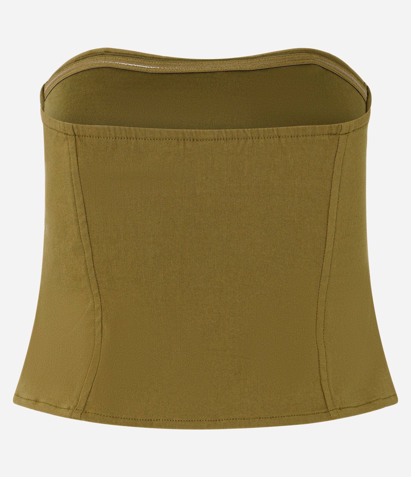 Blusa Tomara que Caia em Bengaline com Recorte no Busto Verde Escuro 6