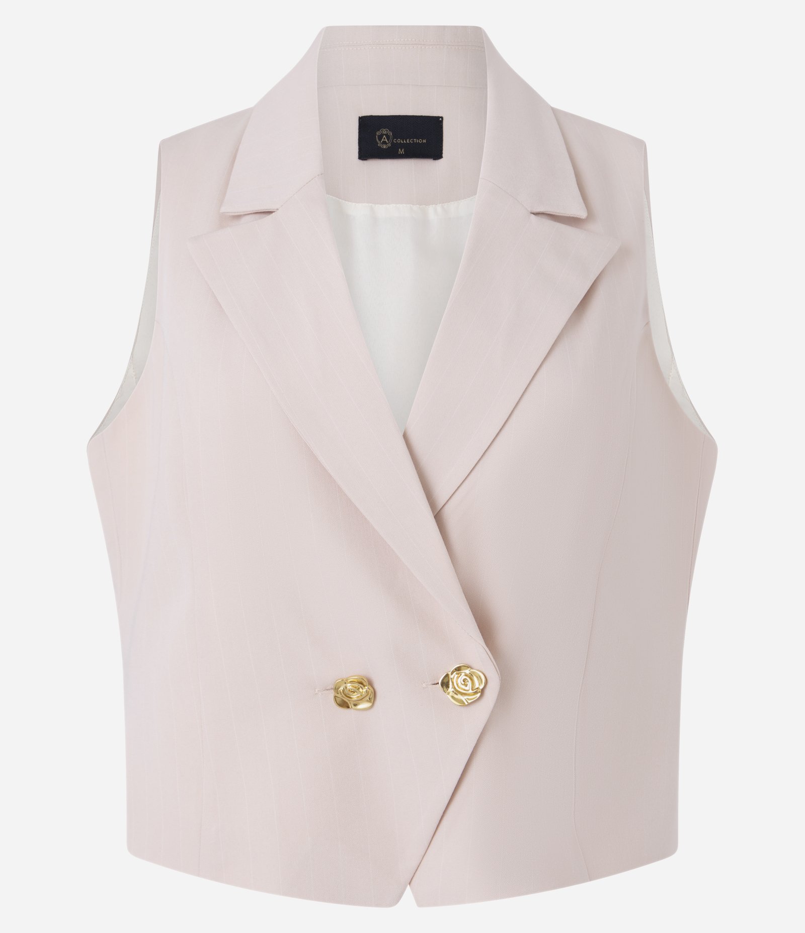 Colete Alfaiatado com Gola Blazer com Riscas de Giz Rosa 6