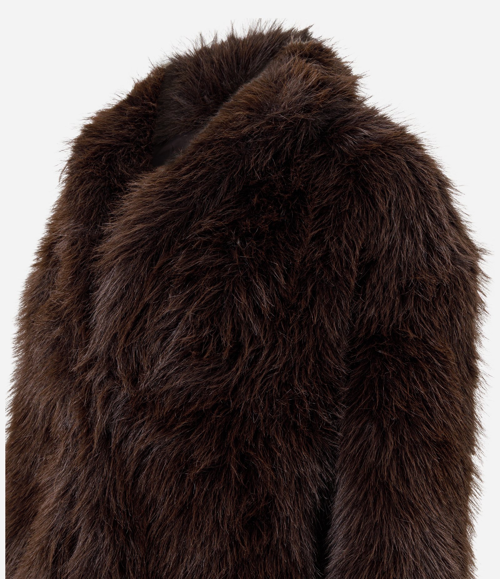 Casaco Robusto com Pelos Sintéticos e Textura Marrom 2