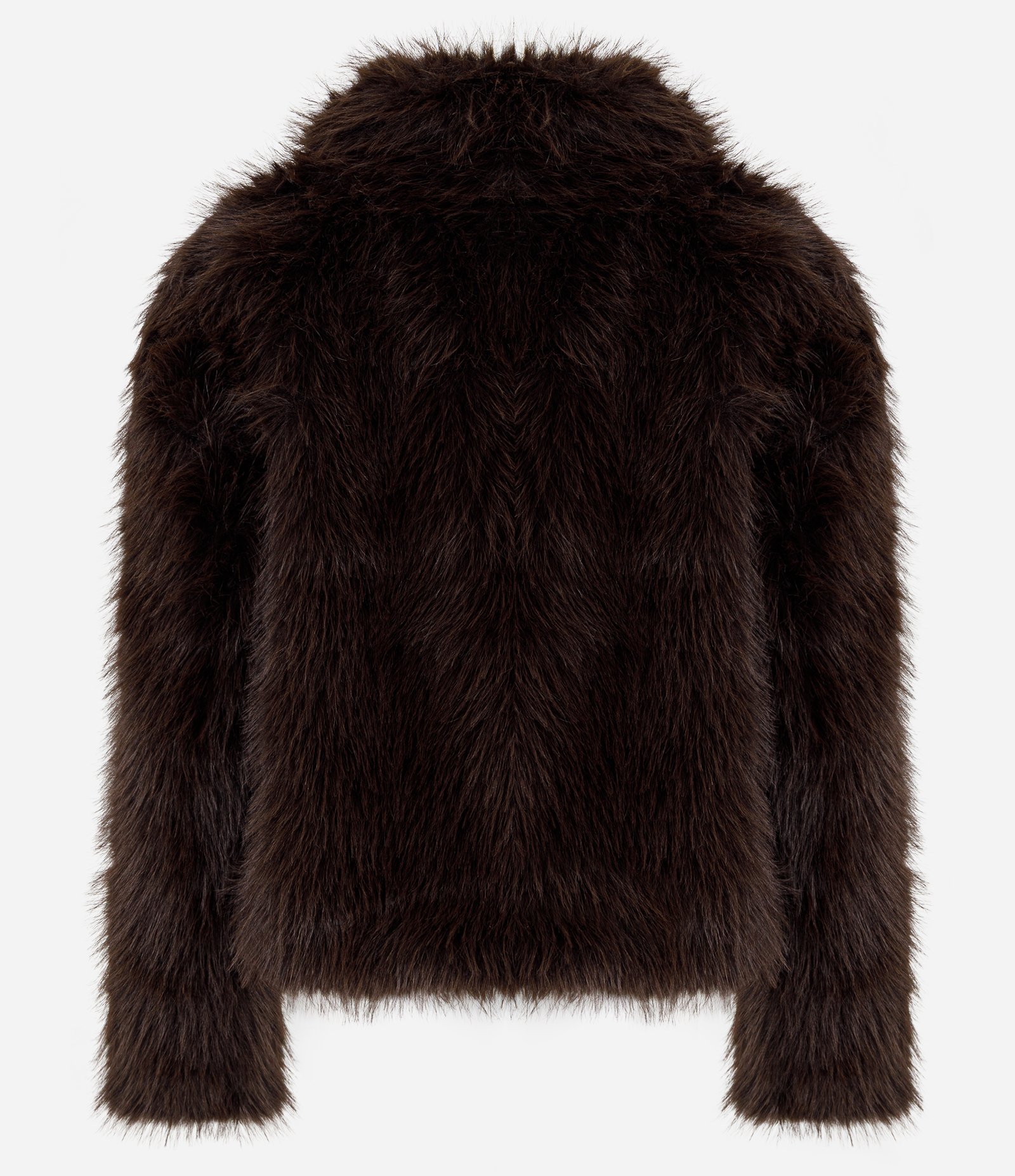 Casaco Robusto com Pelos Sintéticos e Textura Marrom 3