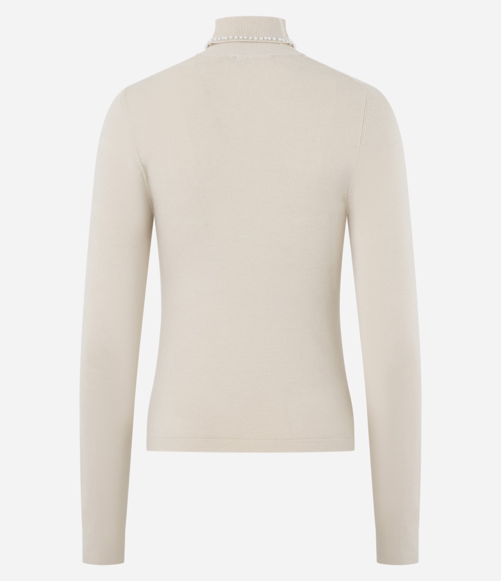 Blusa Regular em Tricô com Aplicação de Bolinhas na Gola Bege 7