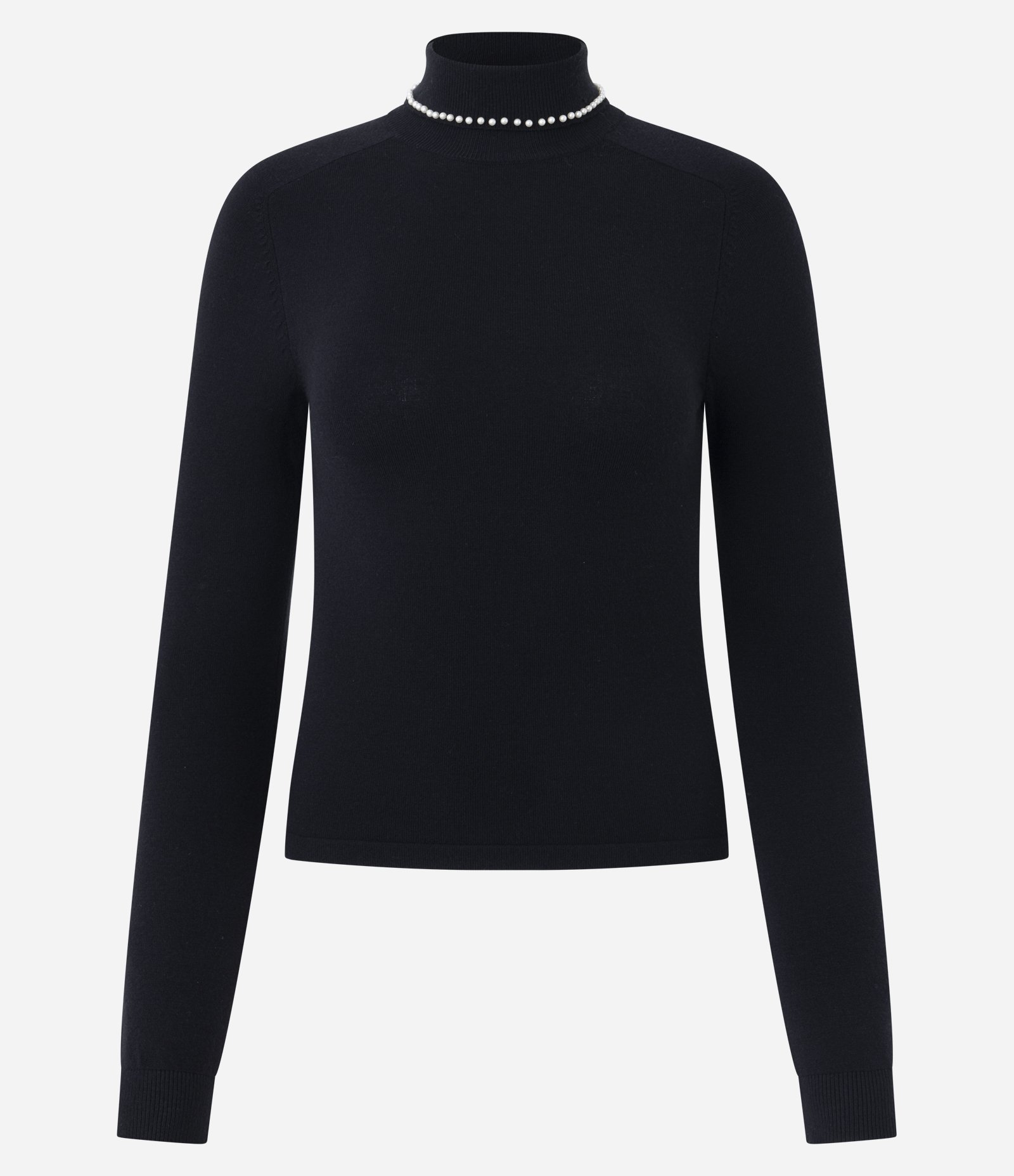 Blusa Regular em Tricô com Aplicação de Bolinhas na Gola Preto 5
