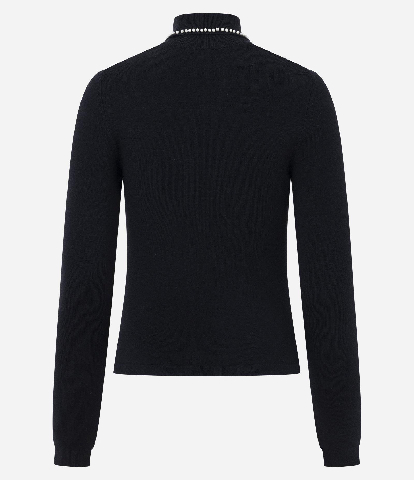Blusa Regular em Tricô com Aplicação de Bolinhas na Gola Preto 7