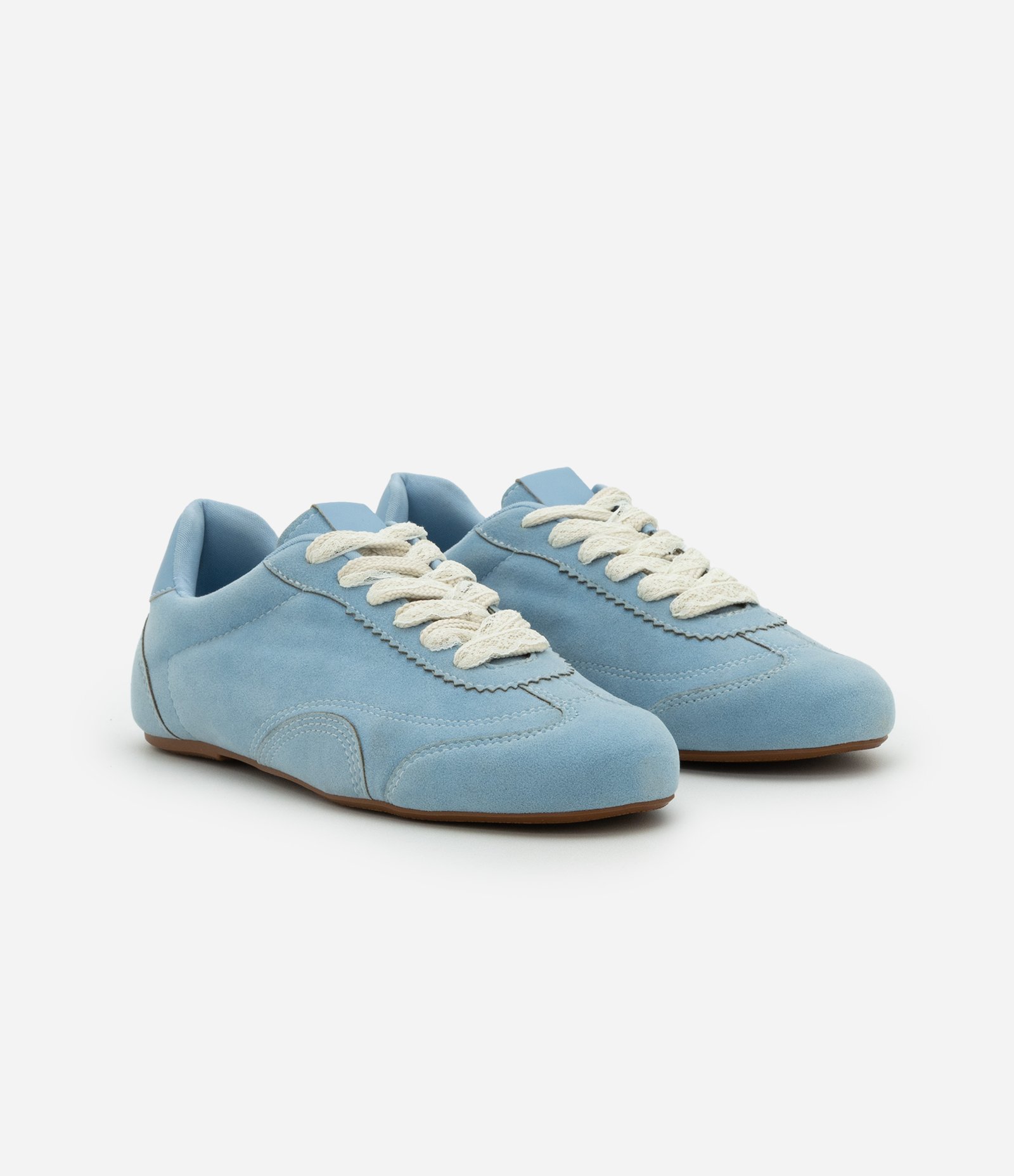 Tênis Chuteira Flat com Cadarço de Renda Azul 2