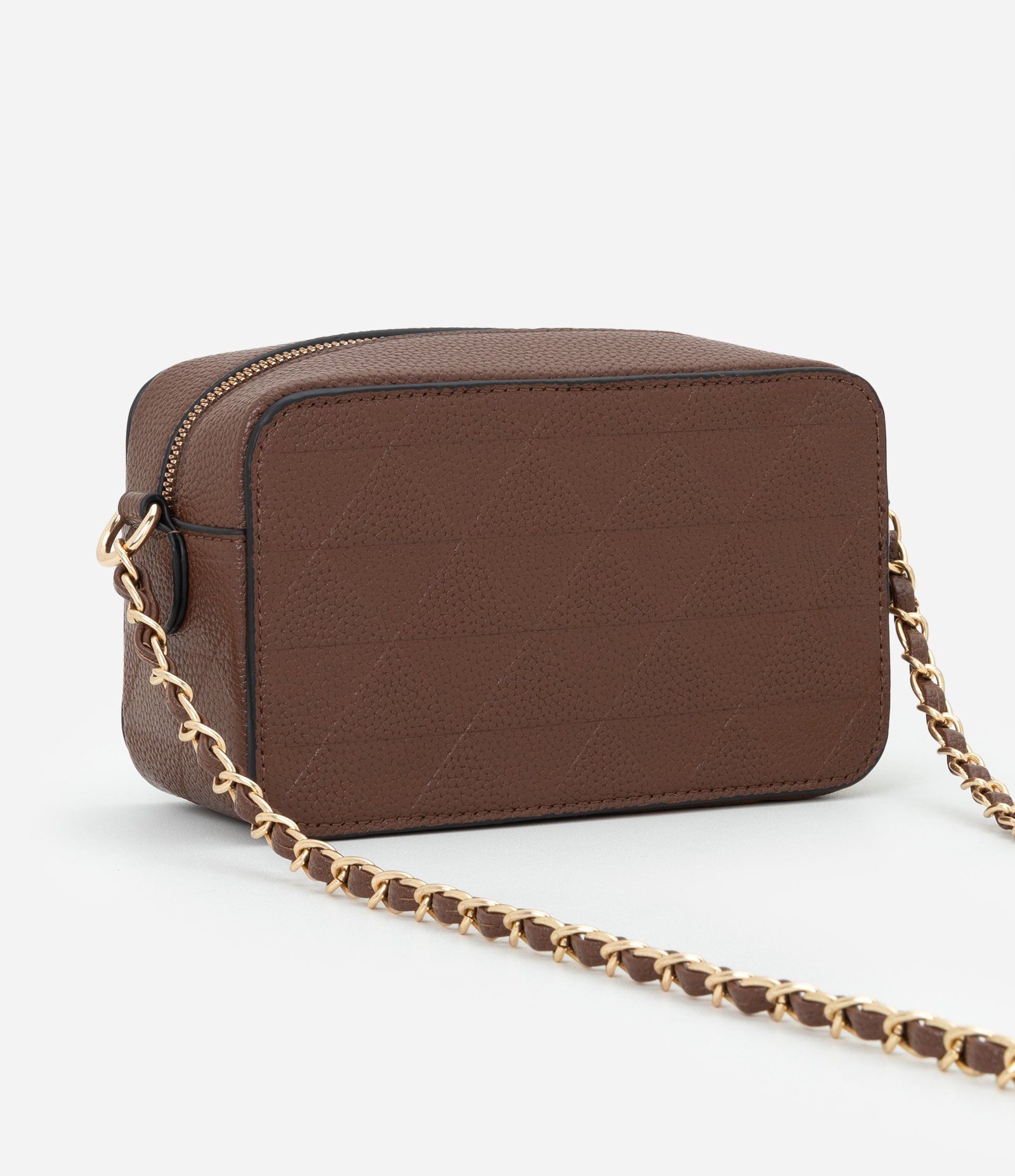 Bolsa Transversal Pequena em PU com Alça de Corrente Marrom 3