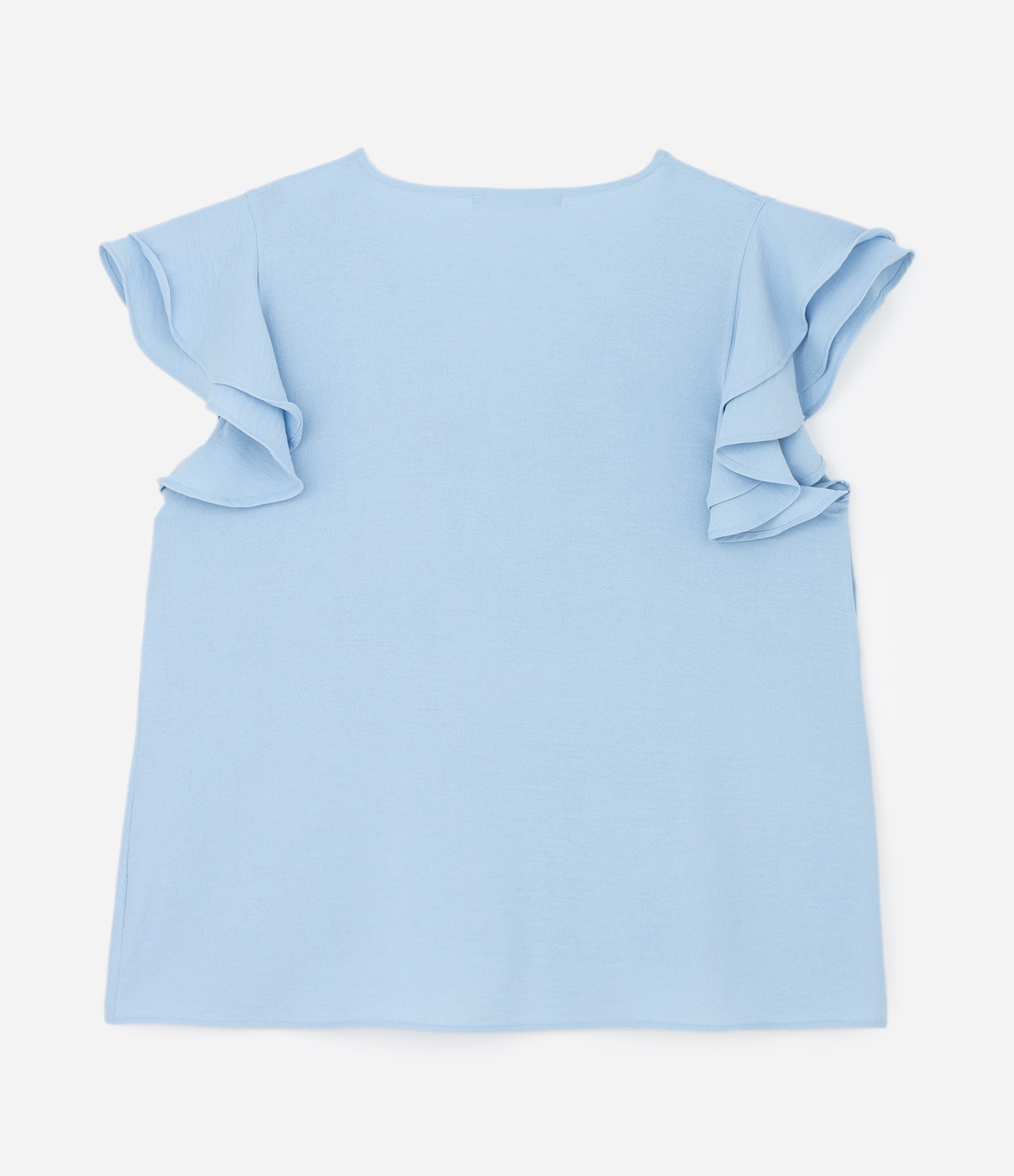 Blusa em Crepe com Babado Duplo no Ombro Curve & Plus Size Azul 5