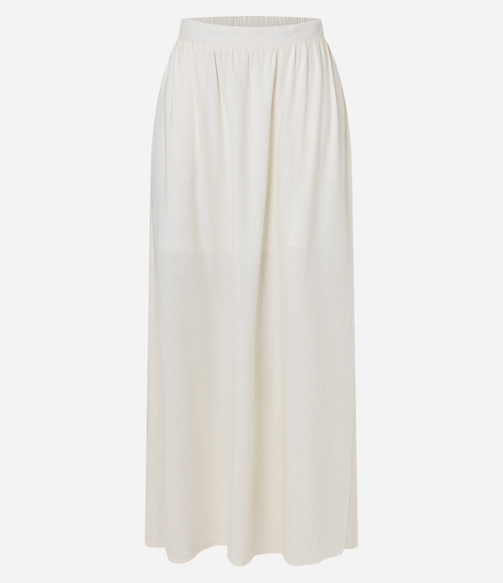 Saia Evasê Midi em Viscolinho com Elástico no Cós Off White 6