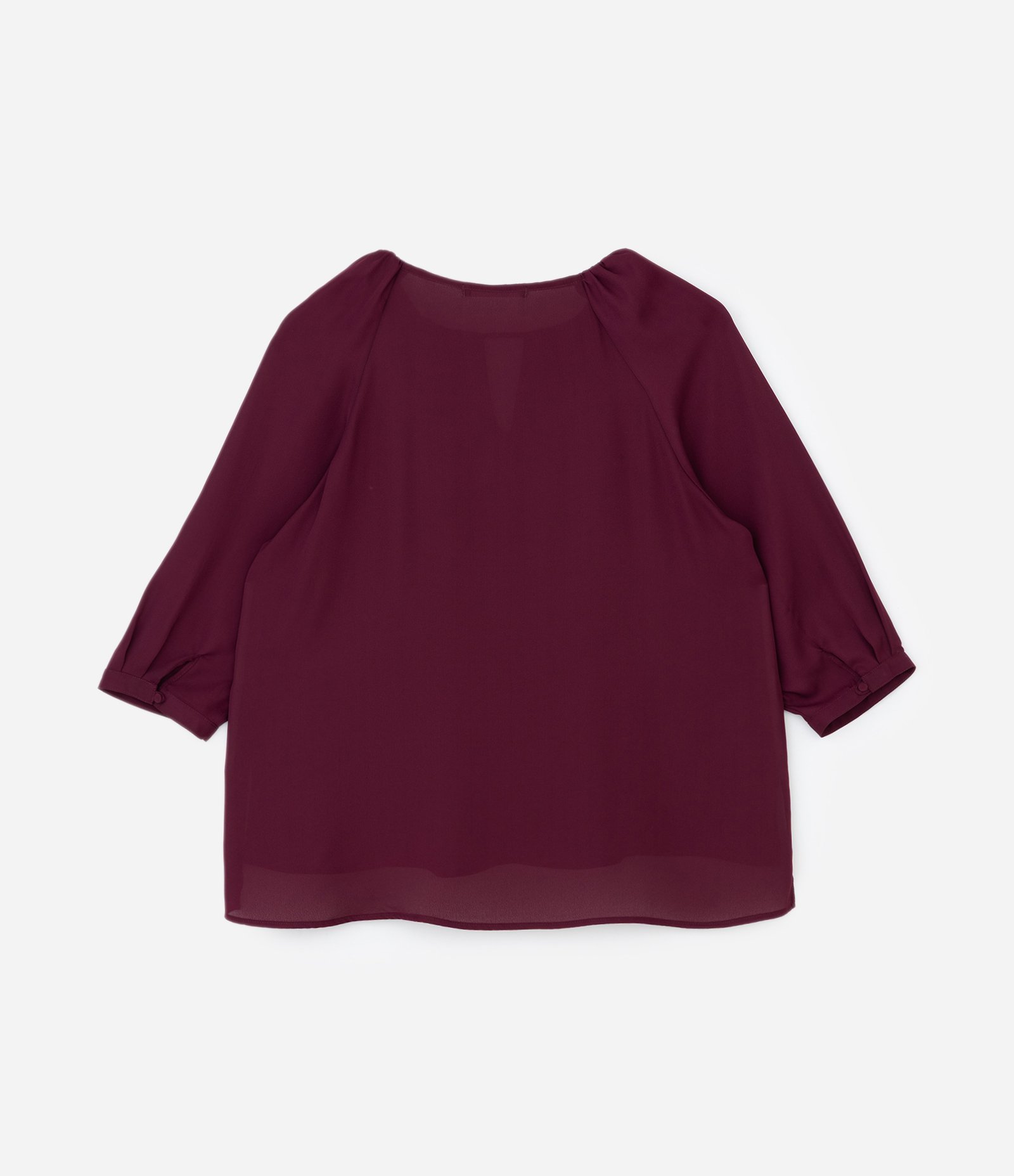 Blusa Bata em Crepe com Manga 3/4 e Franzidos Curve & Plus Size Bordô 2