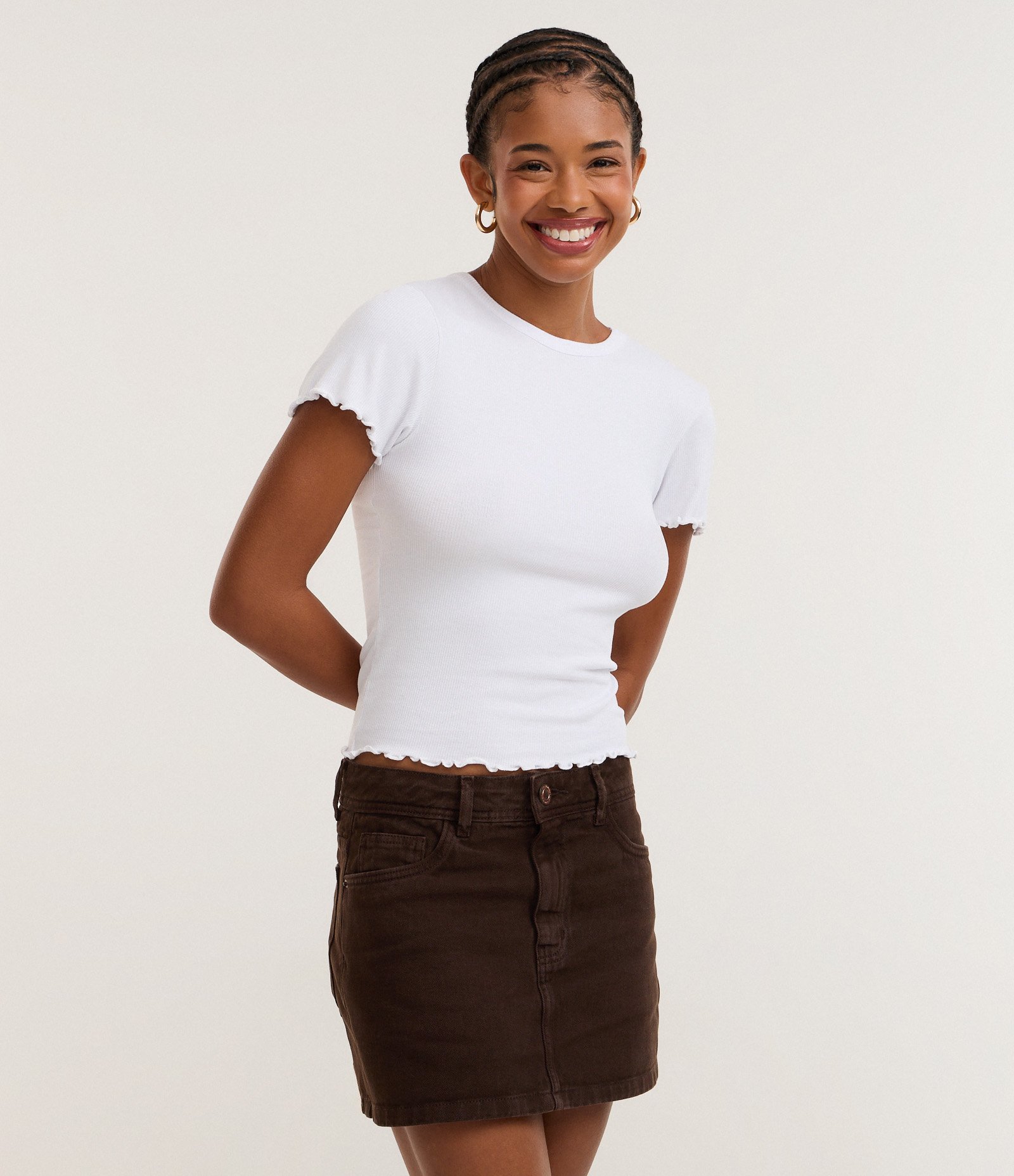 Blusa Manga Curta com Gola Redonda Branco 1