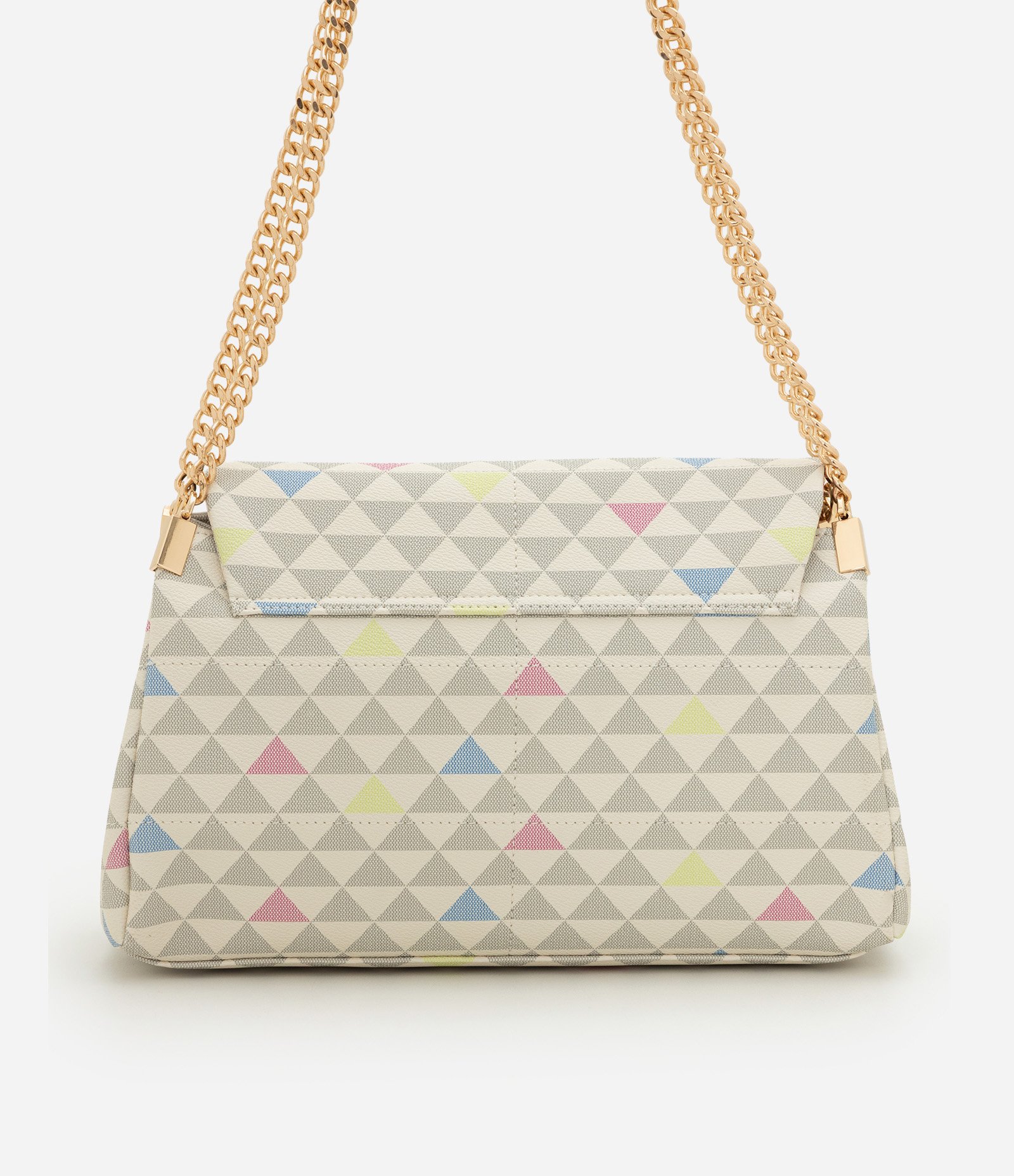 Bolsa Shoulder Média em PU com Estampa Triângulos Off White 3