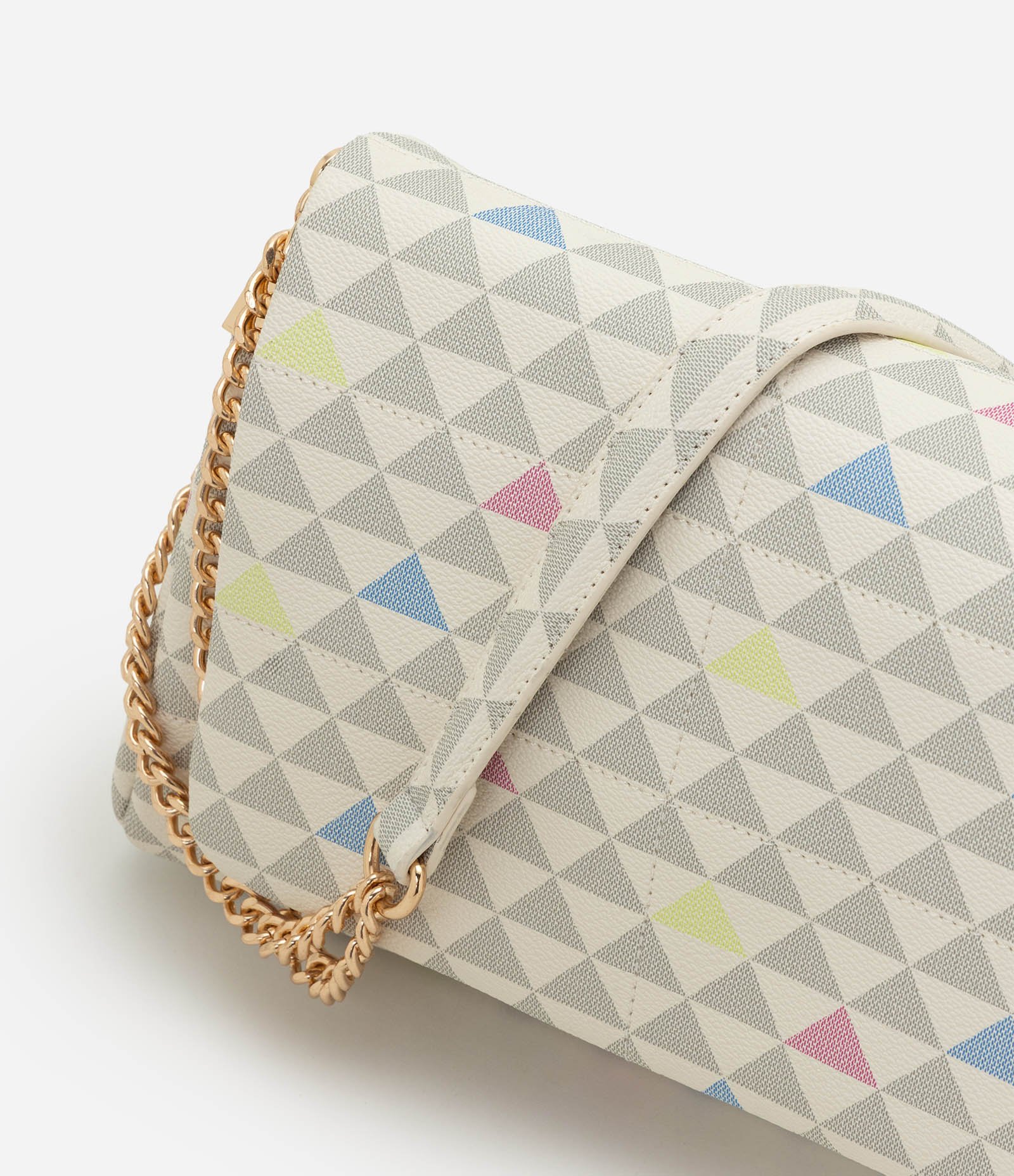 Bolsa Shoulder Média em PU com Estampa Triângulos Off White 6