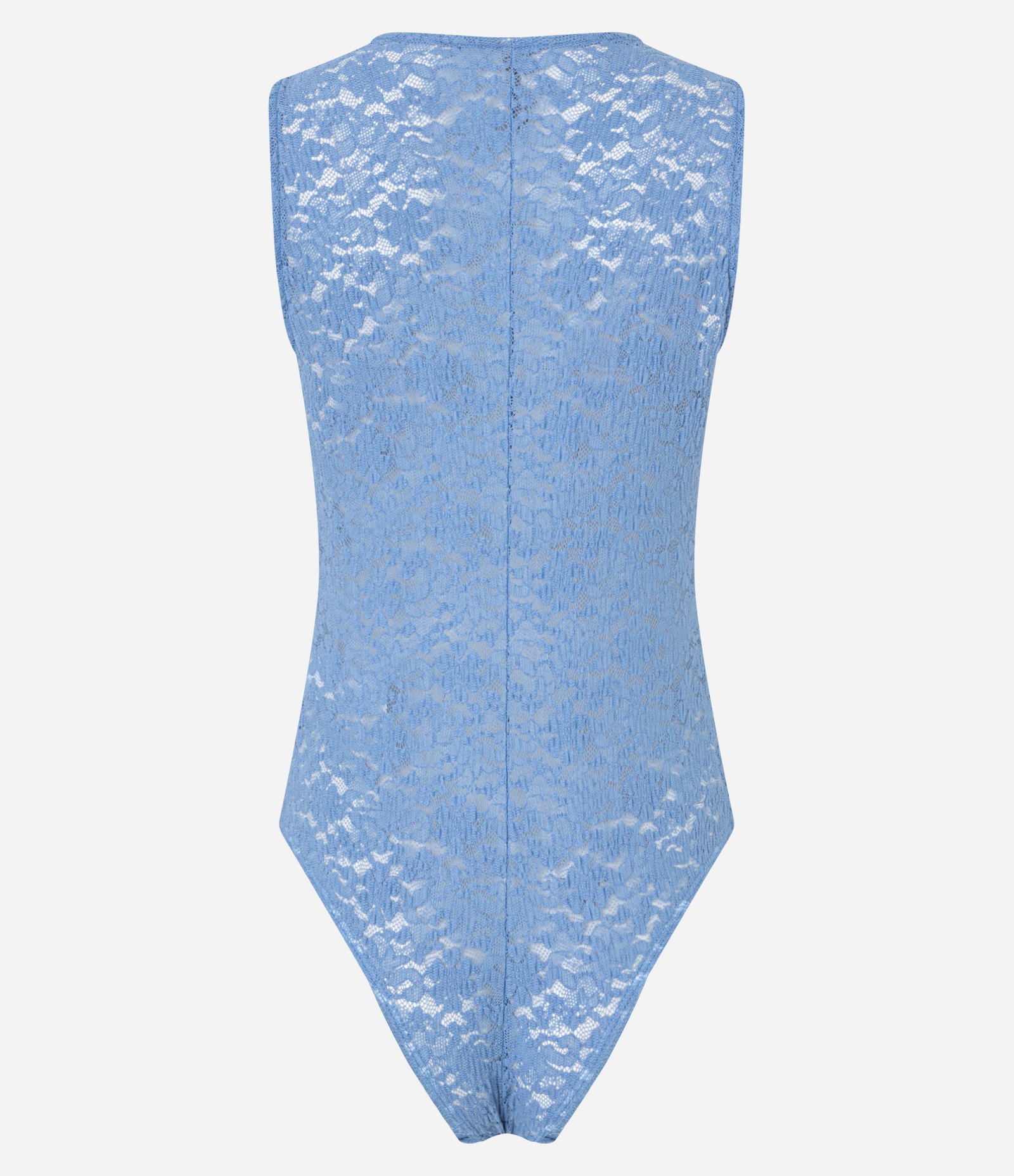 Body em Renda Sem Manga com Transparência Azul 3