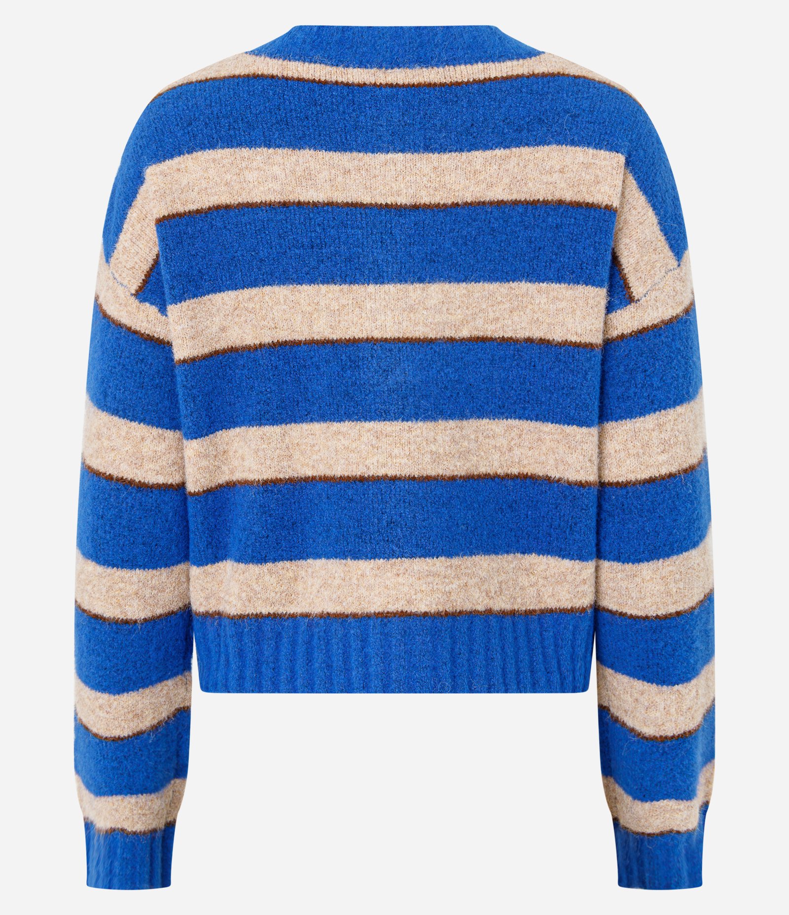 Cardigan em Tricô Listrado com Botões Azul 3