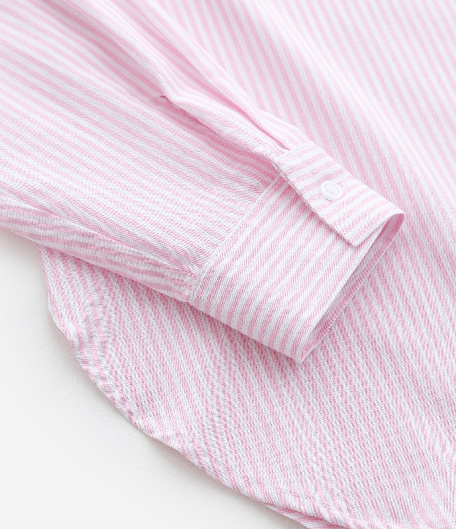 Camisa em Algodão com Gola Colarinho e Estampa Listrada Curve & Plus Size Rosa 7
