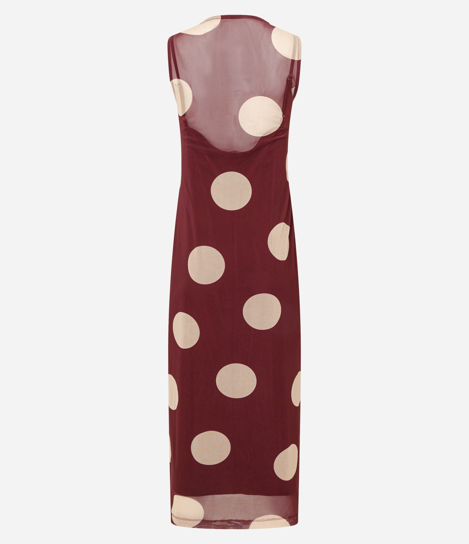 Vestido Midi em Tule com Estampa Poá Grande Bordô 2