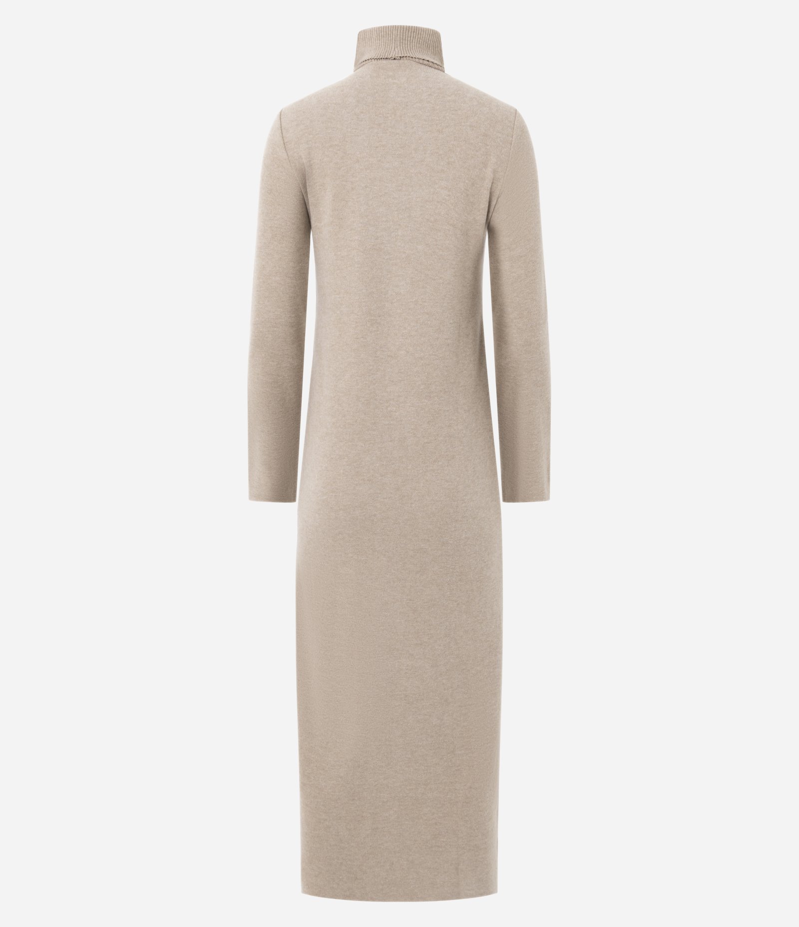 Vestido Long Midi com Gola Alta e Mangas Longas Bege 7