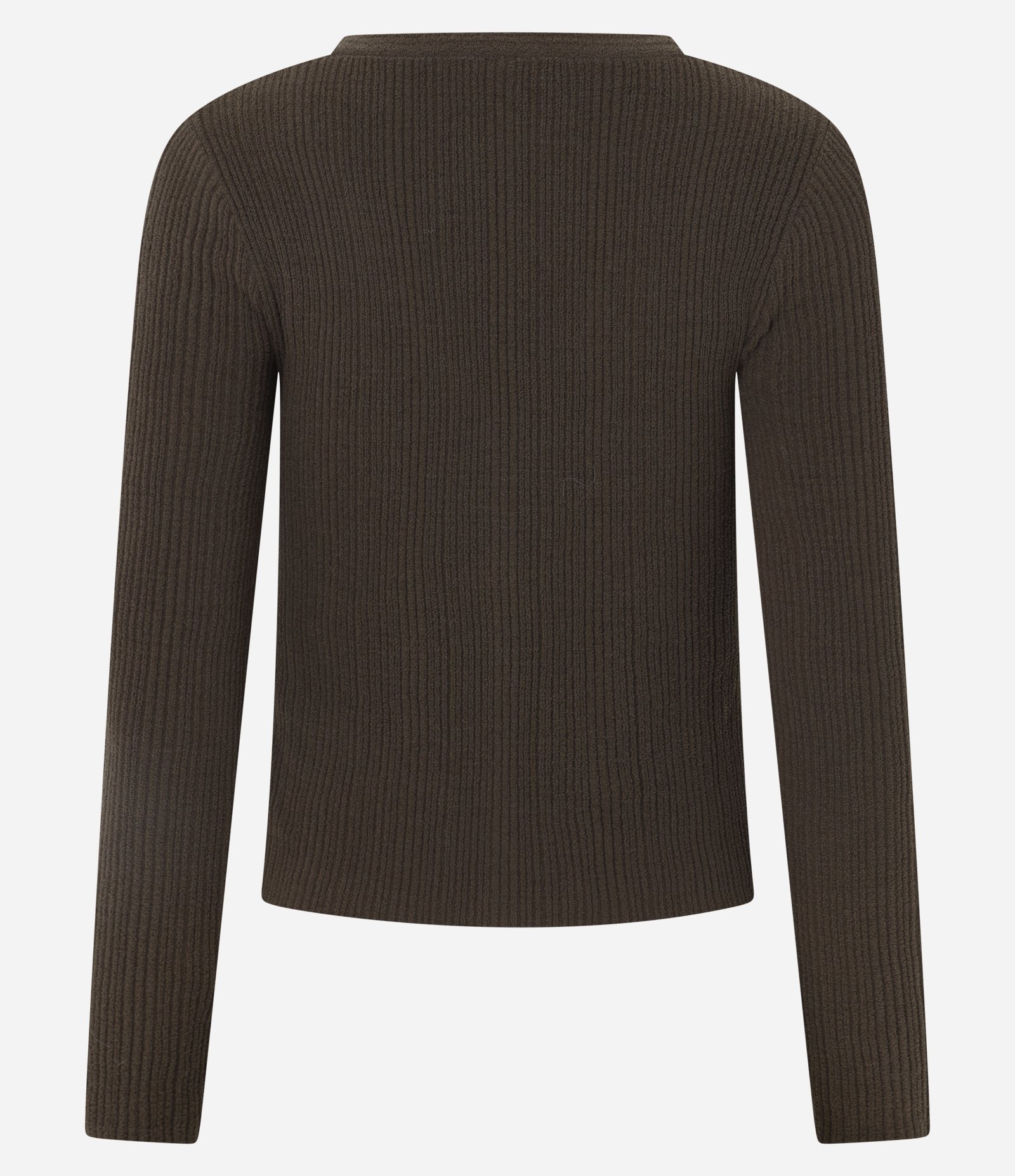 Cardigan em Tricô Chenille com Botões Marrom 3