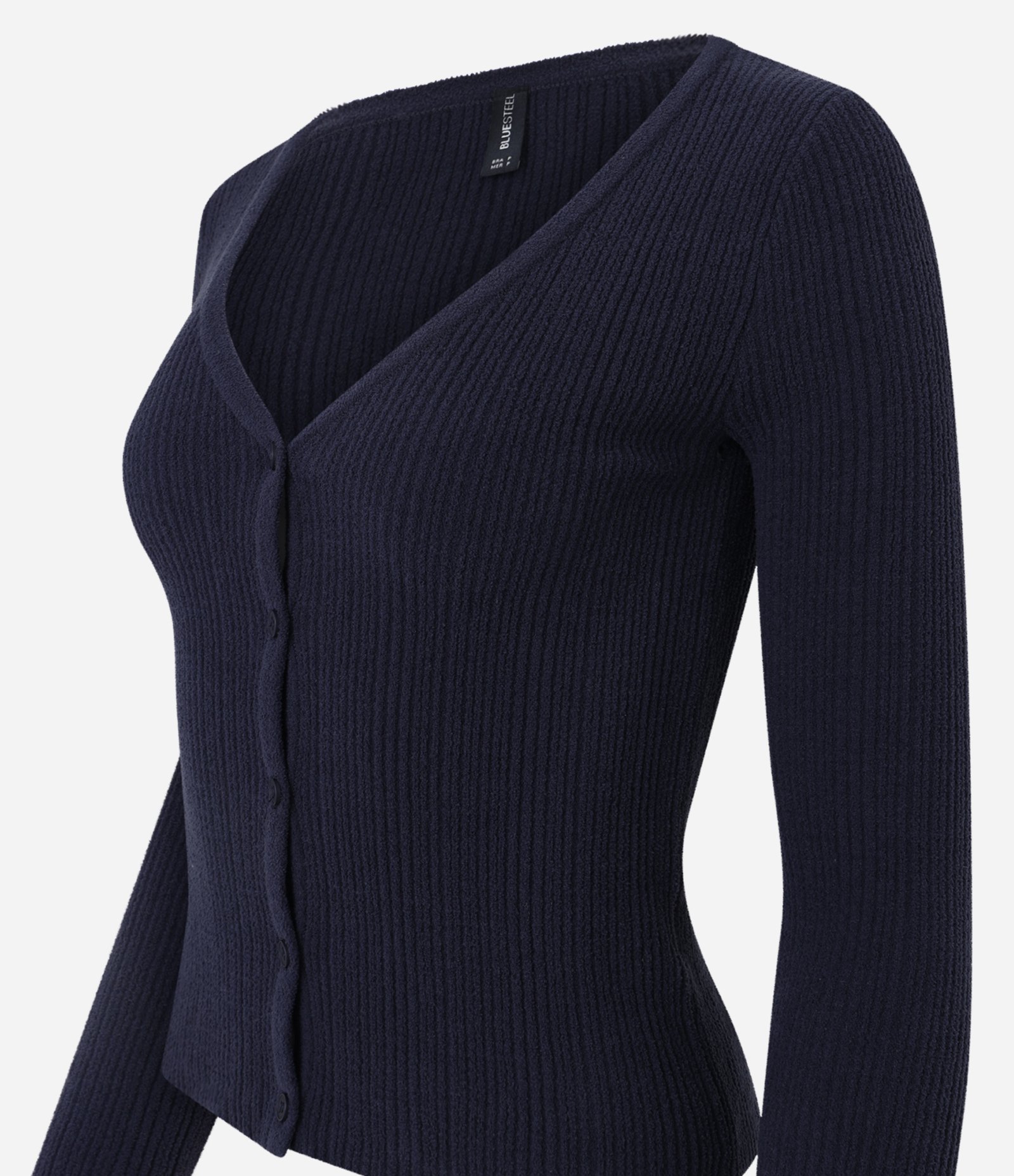 Cardigan em Tricô Chenille com Botões Preto 2