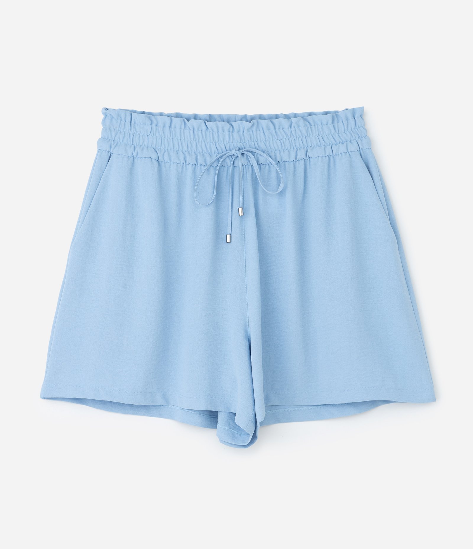 Short Curto em Crepe com Cós Elástico Curve & Plus Size Azul 5