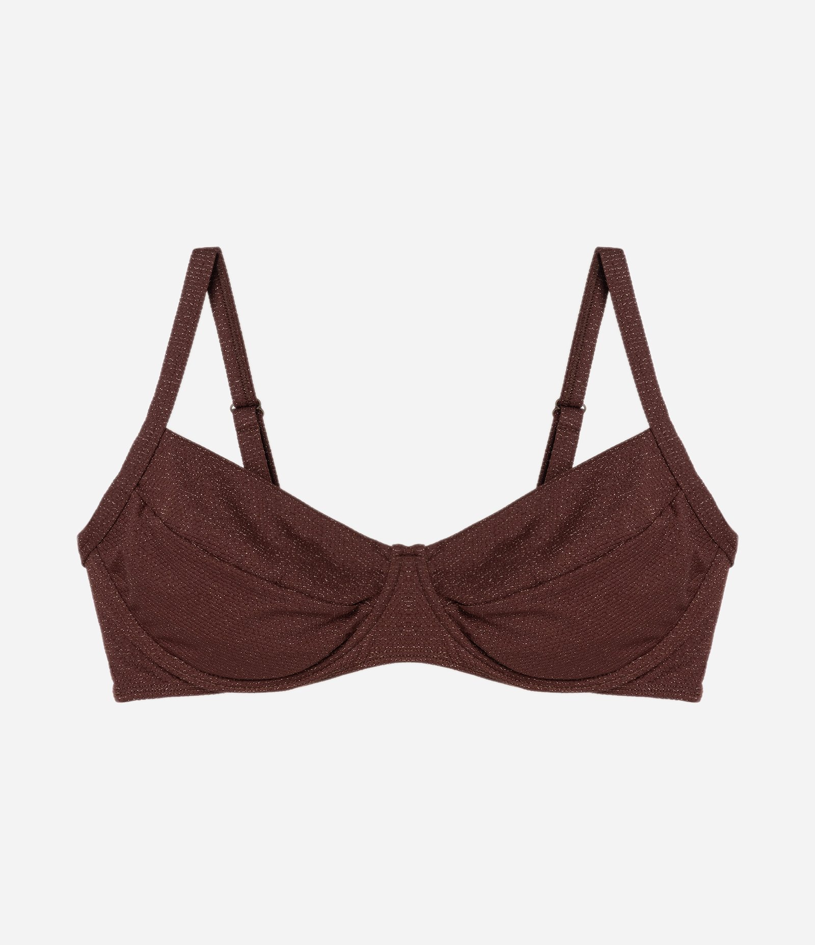 Biquini Top com Fio Metalizado e Texturizado Curve & Plus Size Marrom 1