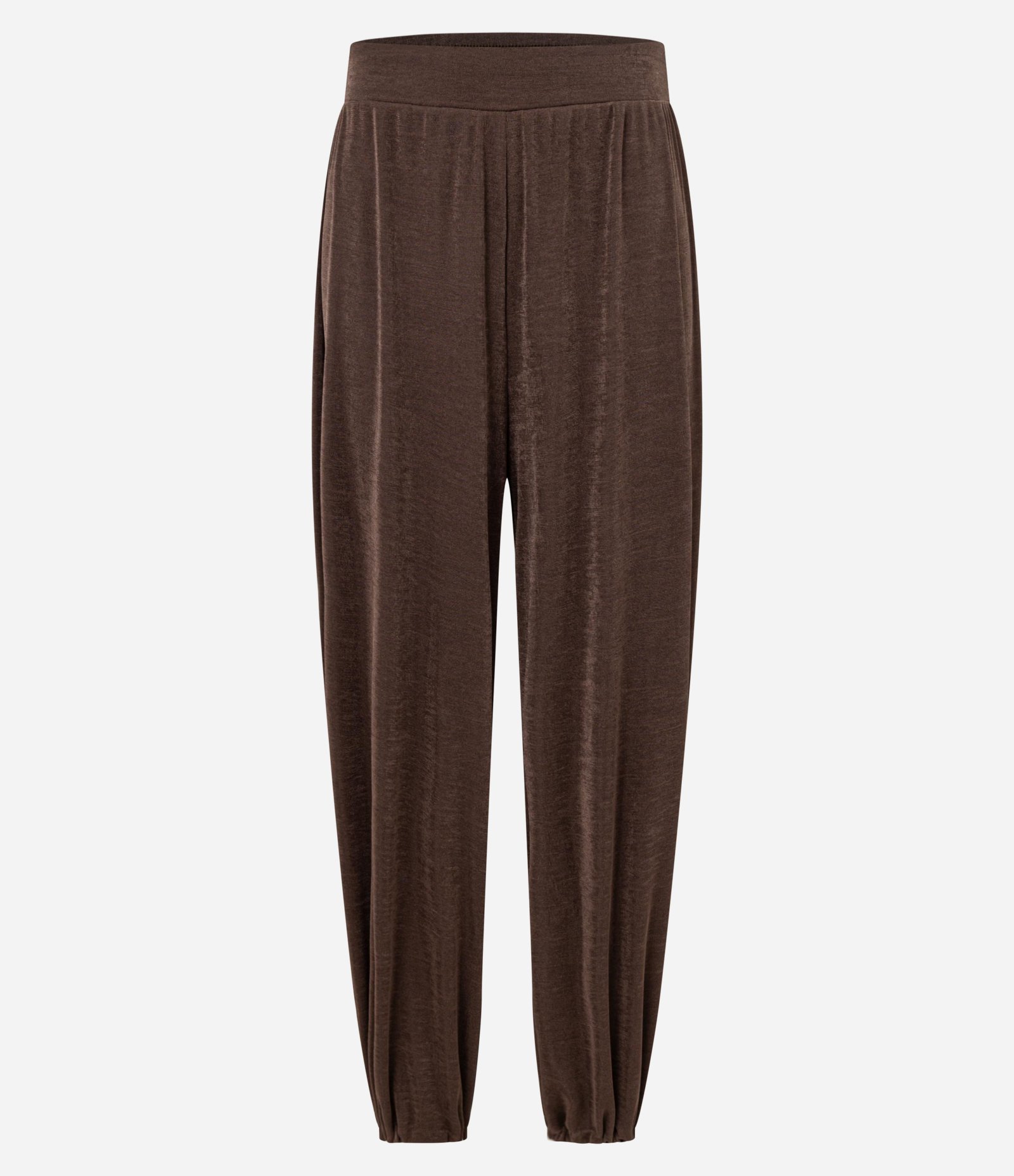 Calça Aladim com Leve Brilho e Cós Largo Marrom 5