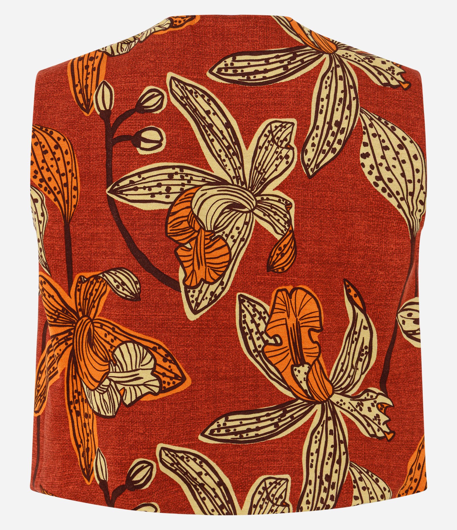 Blusa em Piquet com Franzido na Gola e Estampa Floral Terracota 6