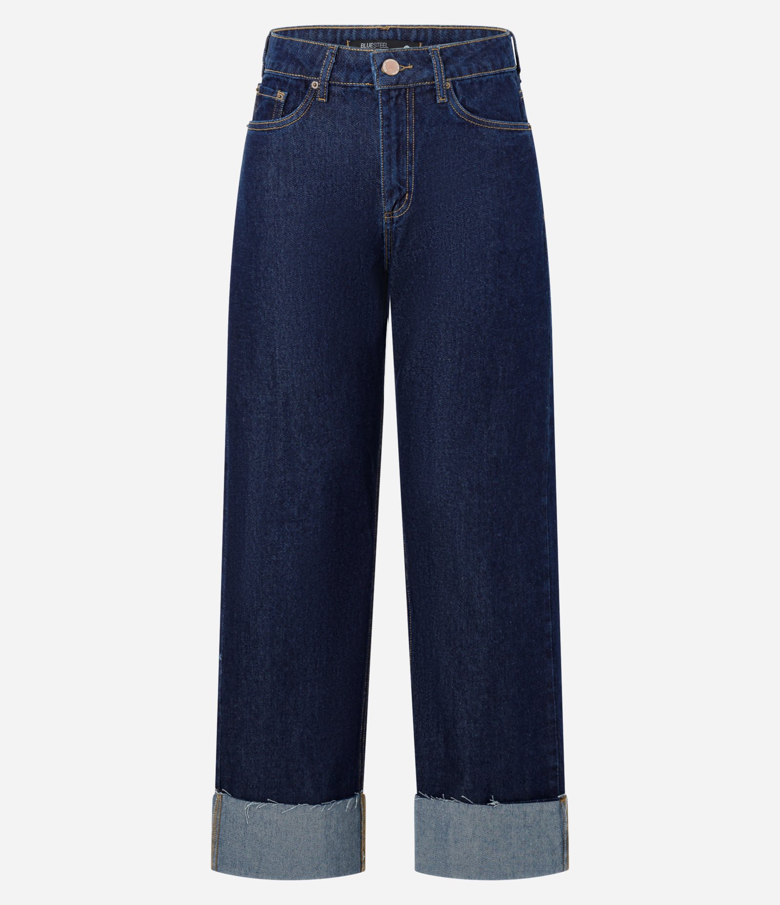 Calça Reta em Jeans com Barra Dobrada Azul 5