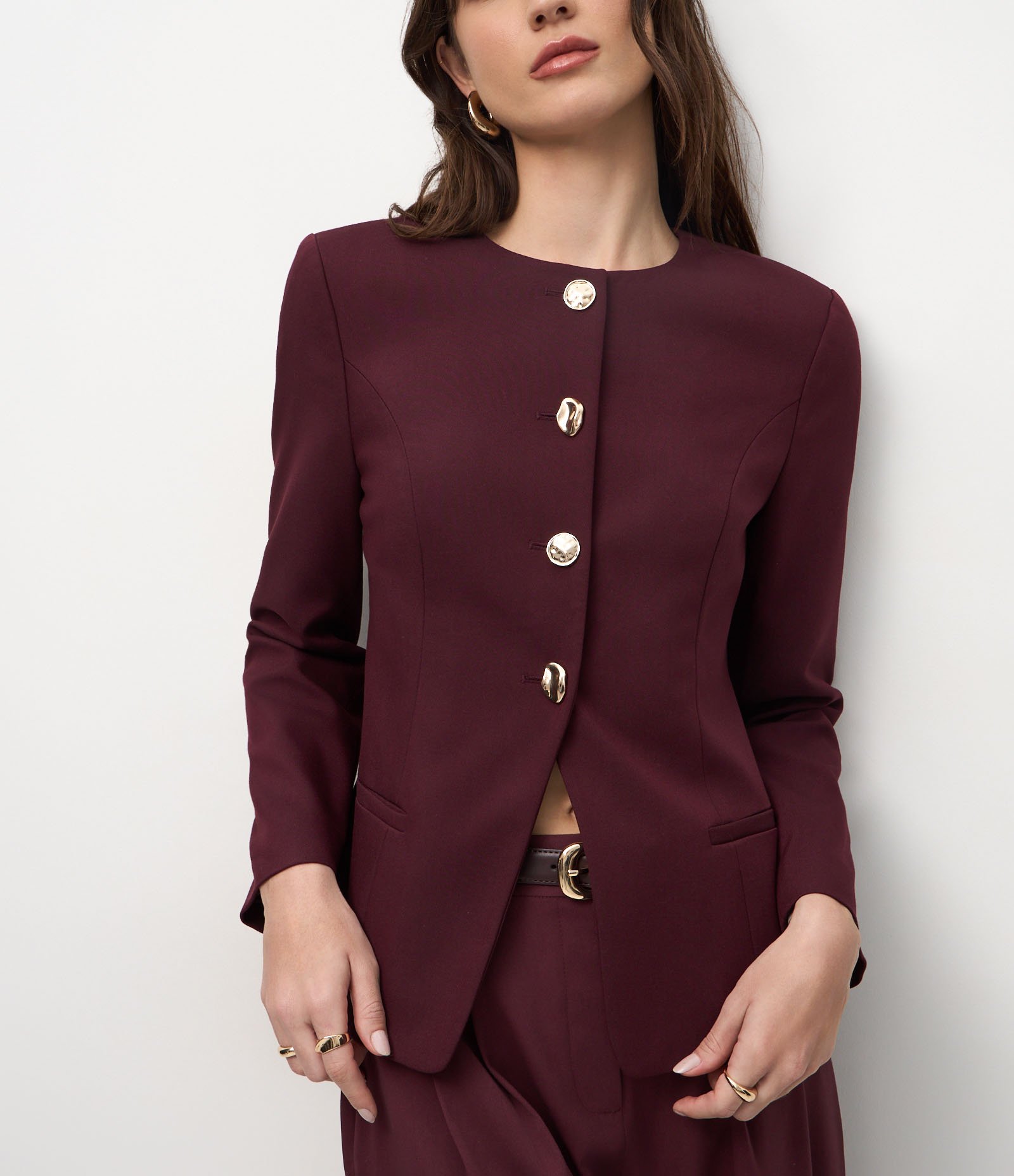Blazer Alfaiatado com Abotoamento Frontal e Bolsos Vermelho 5