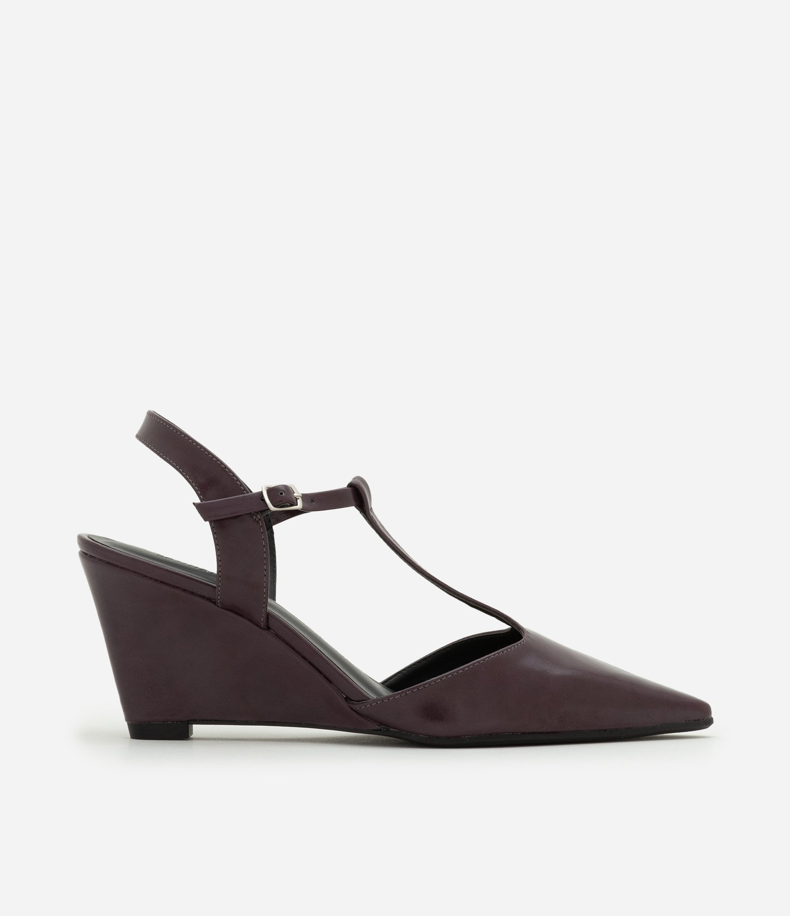 Sapato Anabela com Tira Salomé em PU Vinho 1