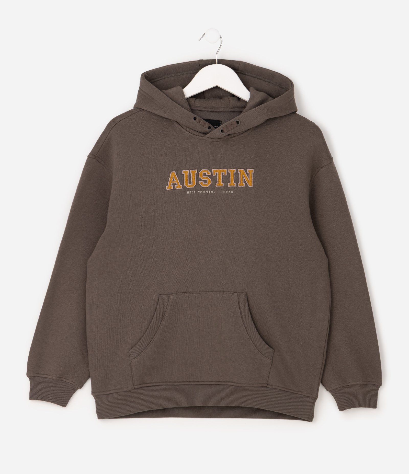 Casaco Infantil em Veludo com Capuz e Lettering Austin – Tam 5 a 14 Anos Marrom 1
