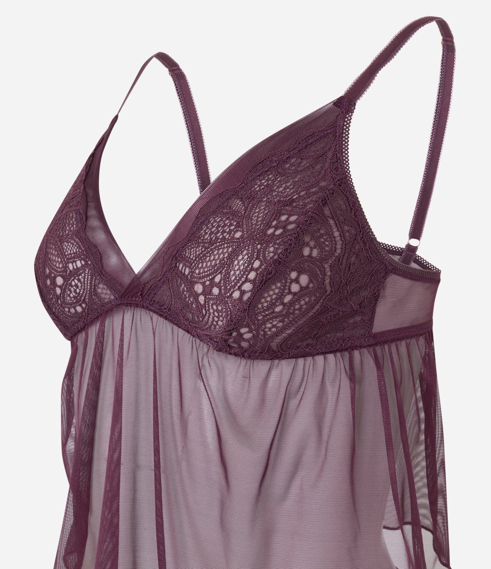 Pijama Short Doll em Tule com Detalhes em Renda Vermelho 8