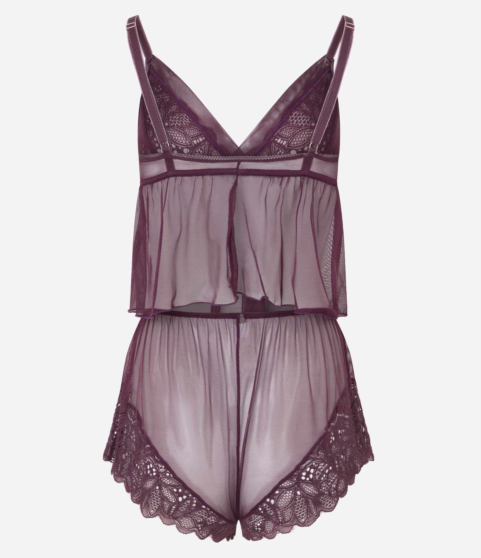 Pijama Short Doll em Tule com Detalhes em Renda Vermelho 9