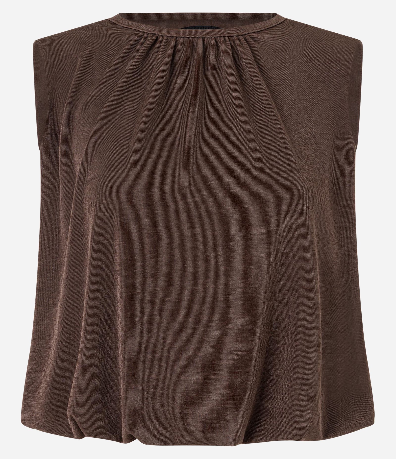 Blusa em Ribana com Ombreiras e Leve Brilho Marrom 1