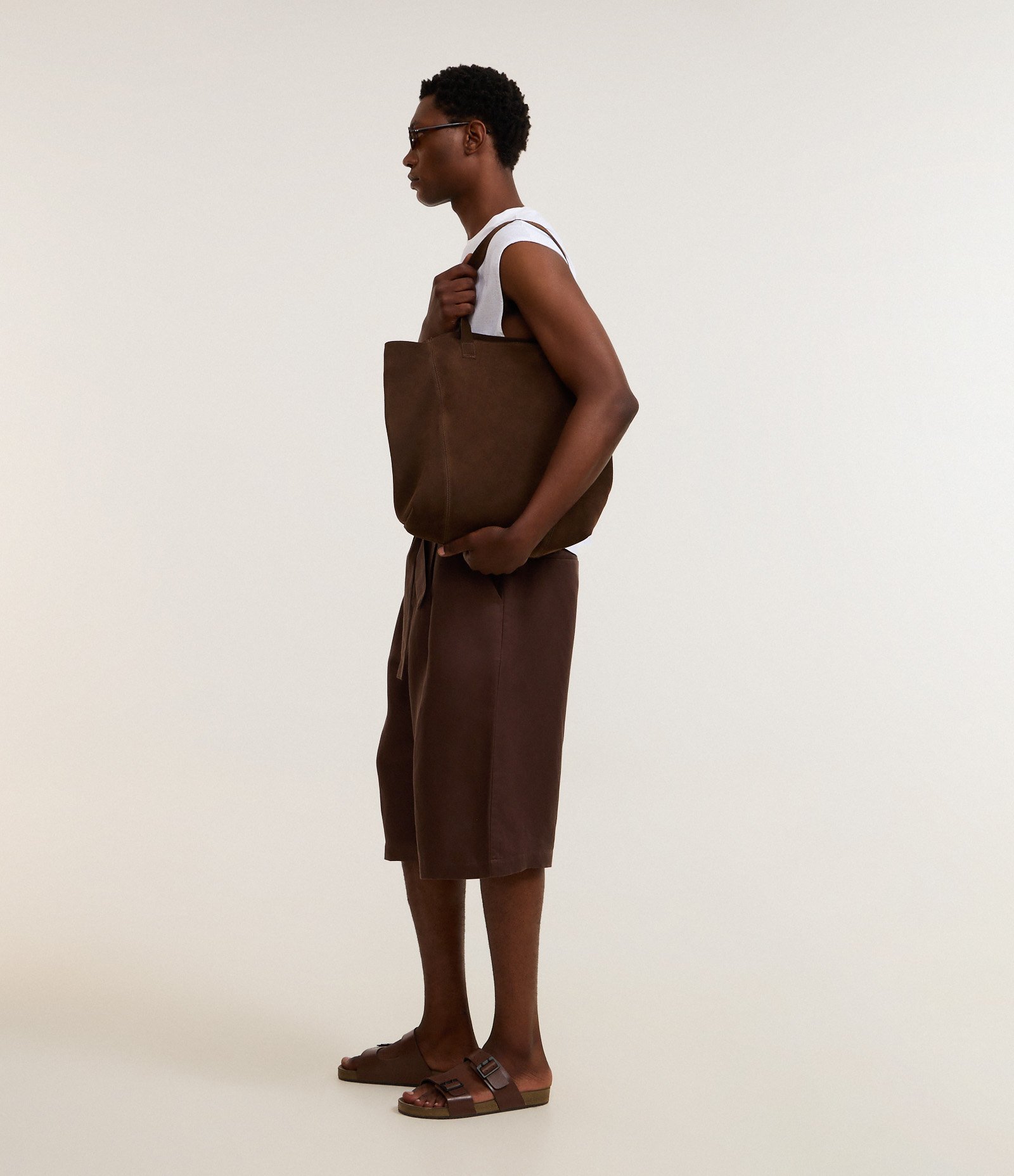 Bolsa Tote em Camurça Marrom Médio 2