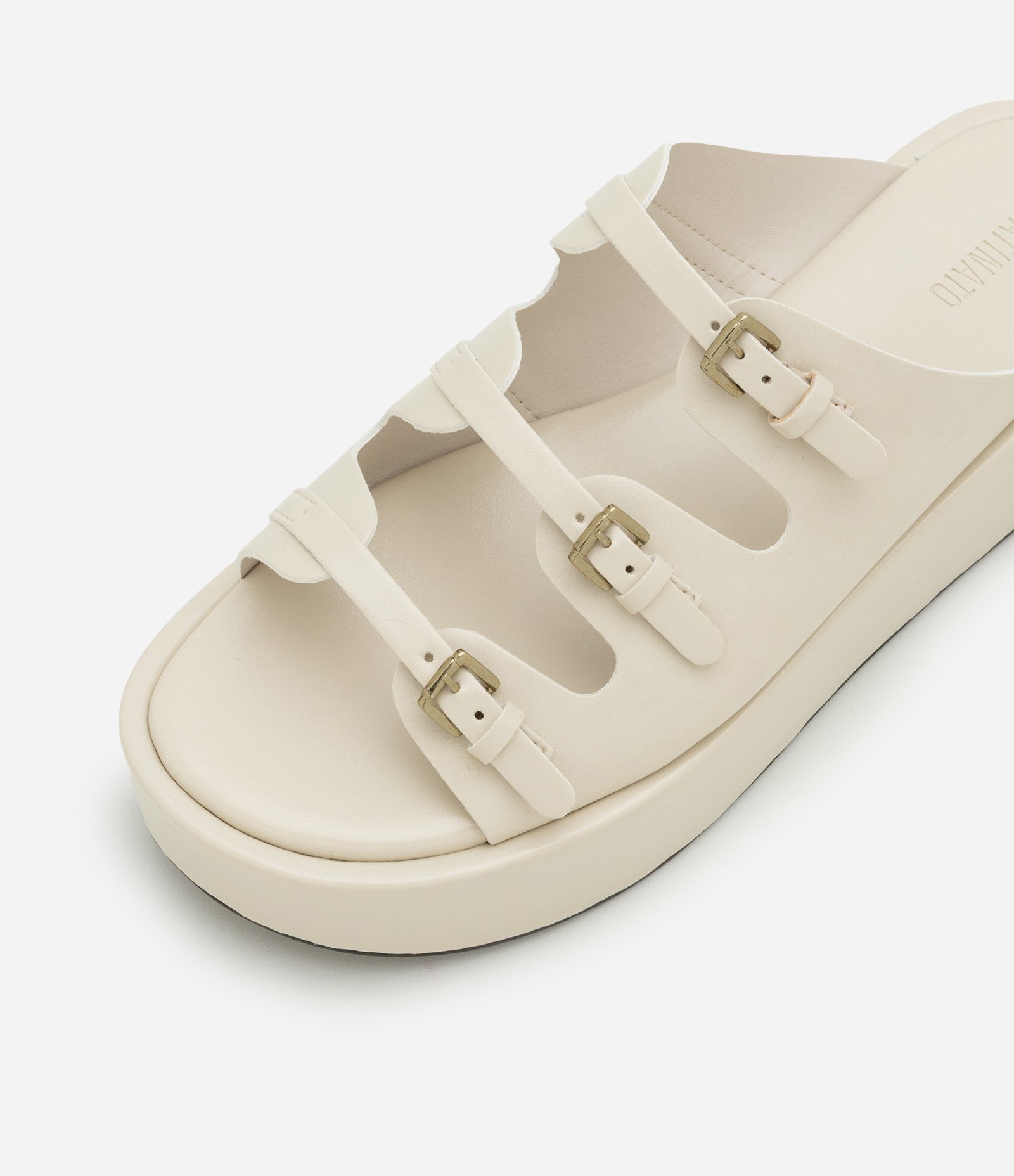 Sandália Faltform em PU com Mini Fivelas Off White 5