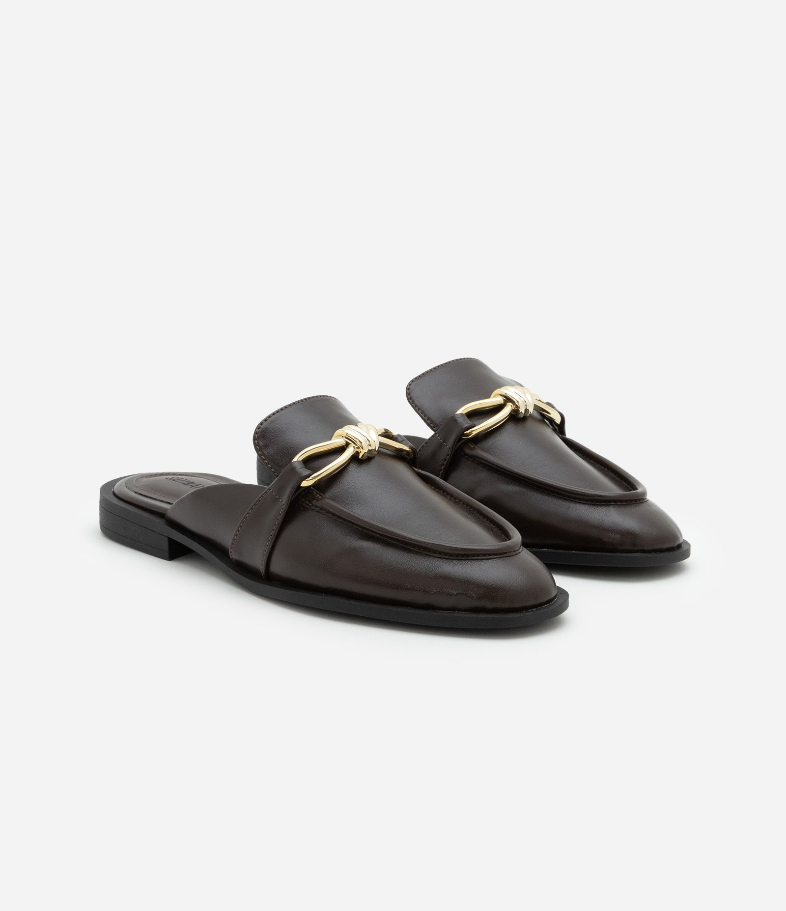 Sapatilha Mule Alongado com Efeito de Nó Marrom 2