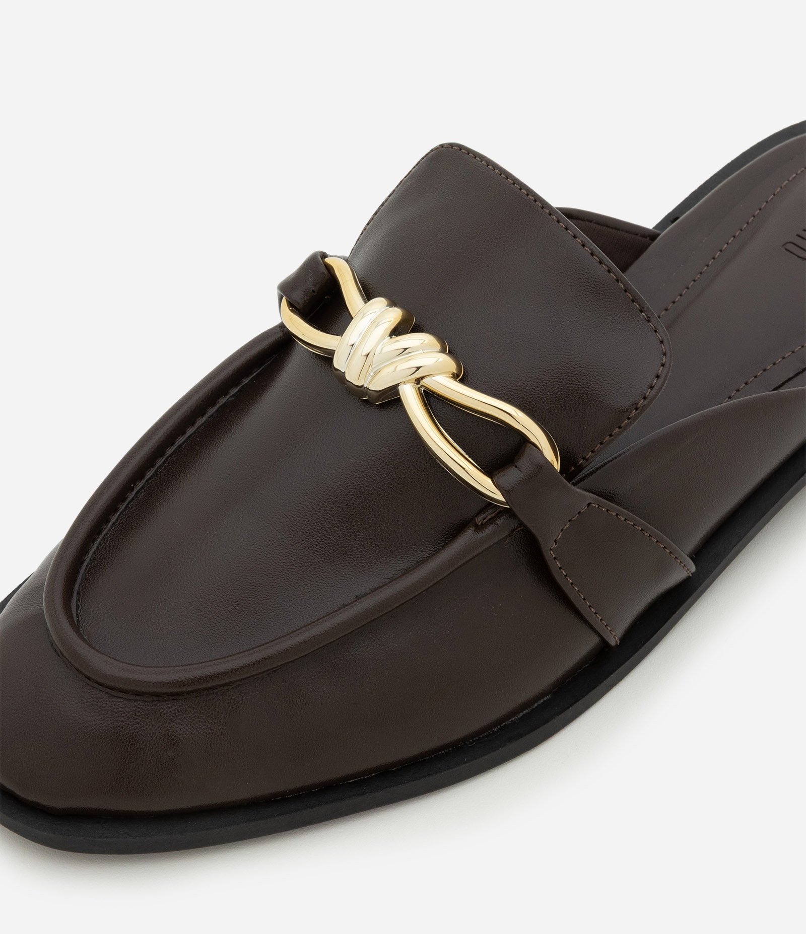 Sapatilha Mule Alongado com Efeito de Nó Marrom 3