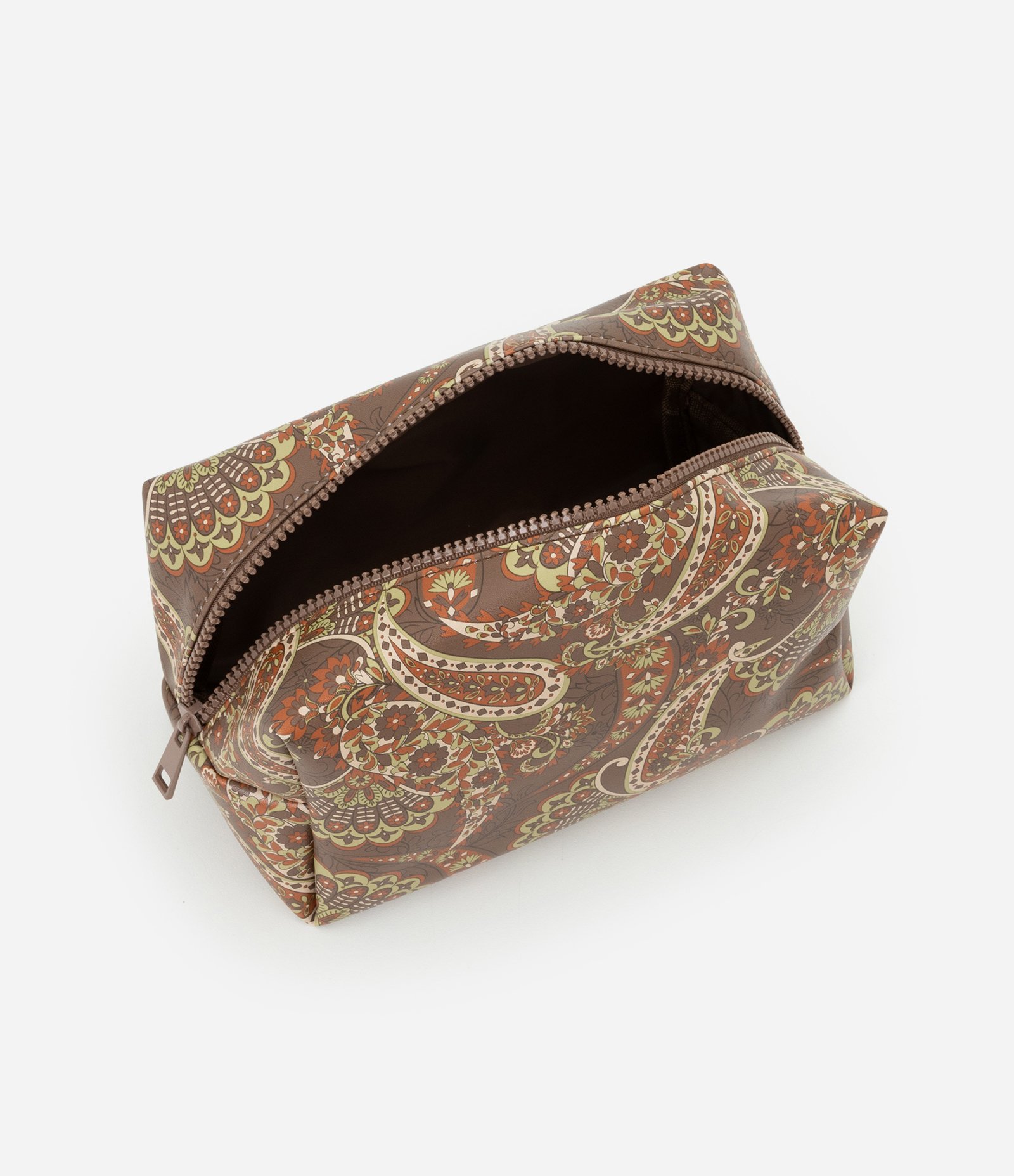Necessaire Média Retangular com Estampa Paisley Marrom 2