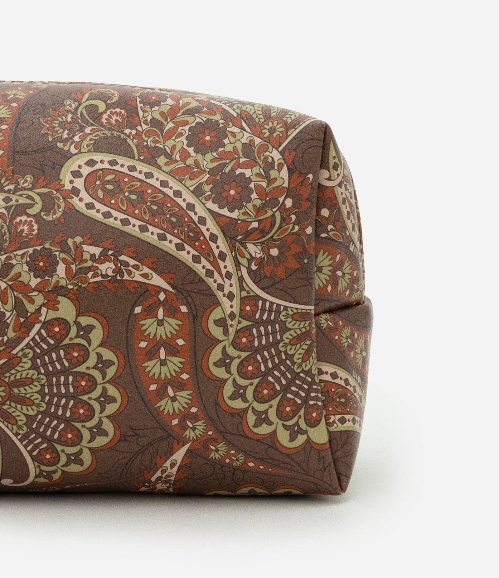 Necessaire Média Retangular com Estampa Paisley Marrom 4