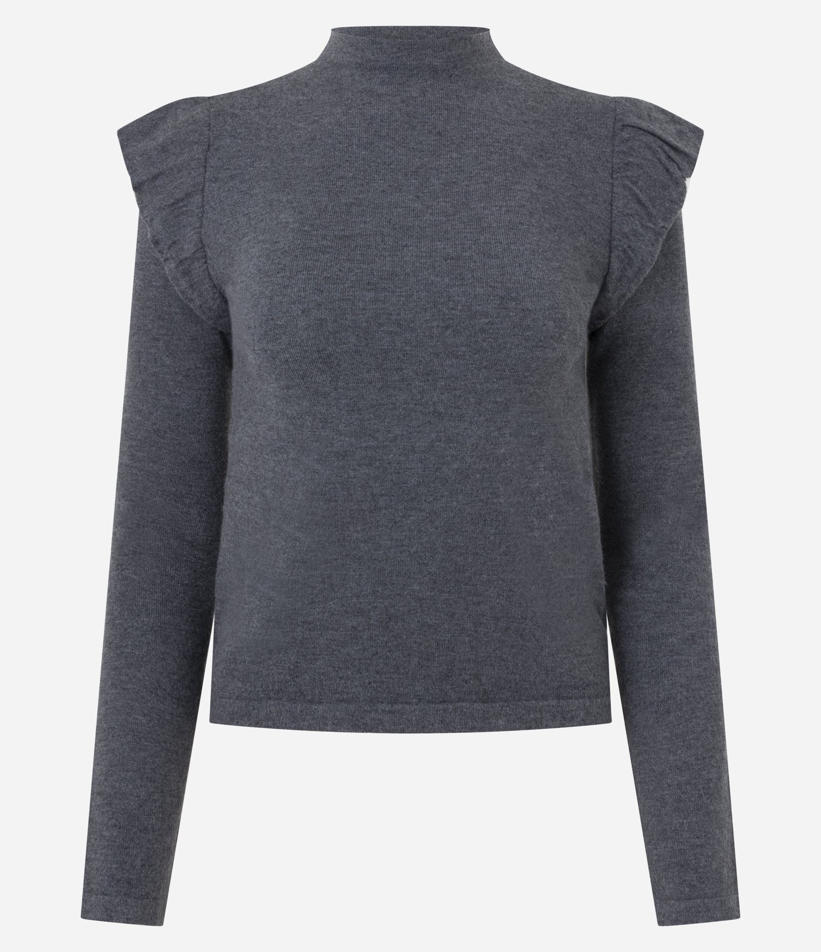 Blusa Regular em Tricô com Detalhe nos Ombros Cinza 1