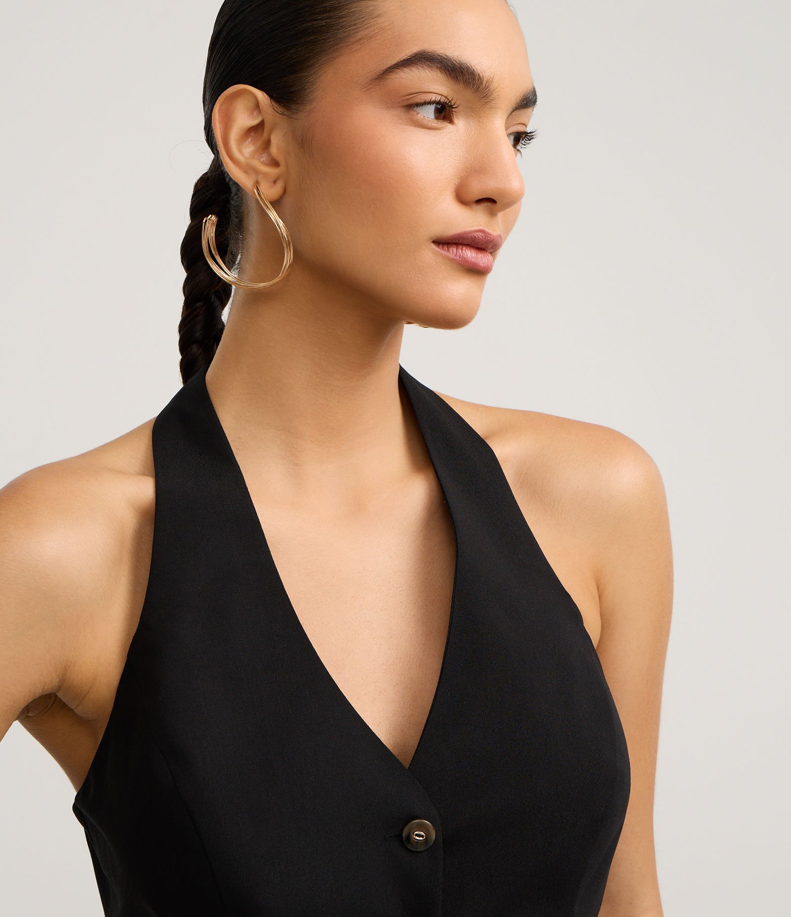 Colete Frete Única Alfaiatada com Botões Preto 3