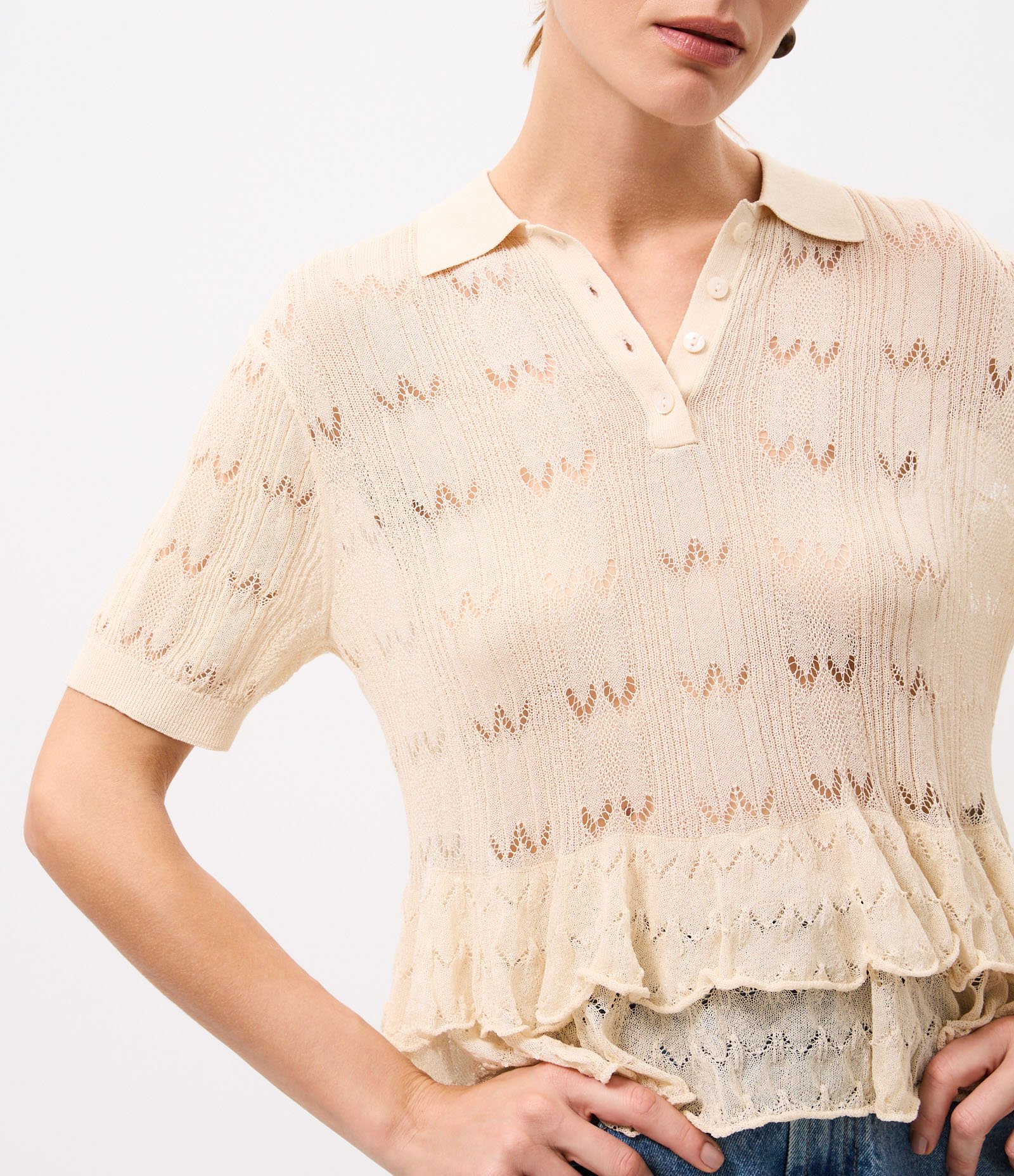 Blusa em Tricô com Babados Texturizados Amarelo 4